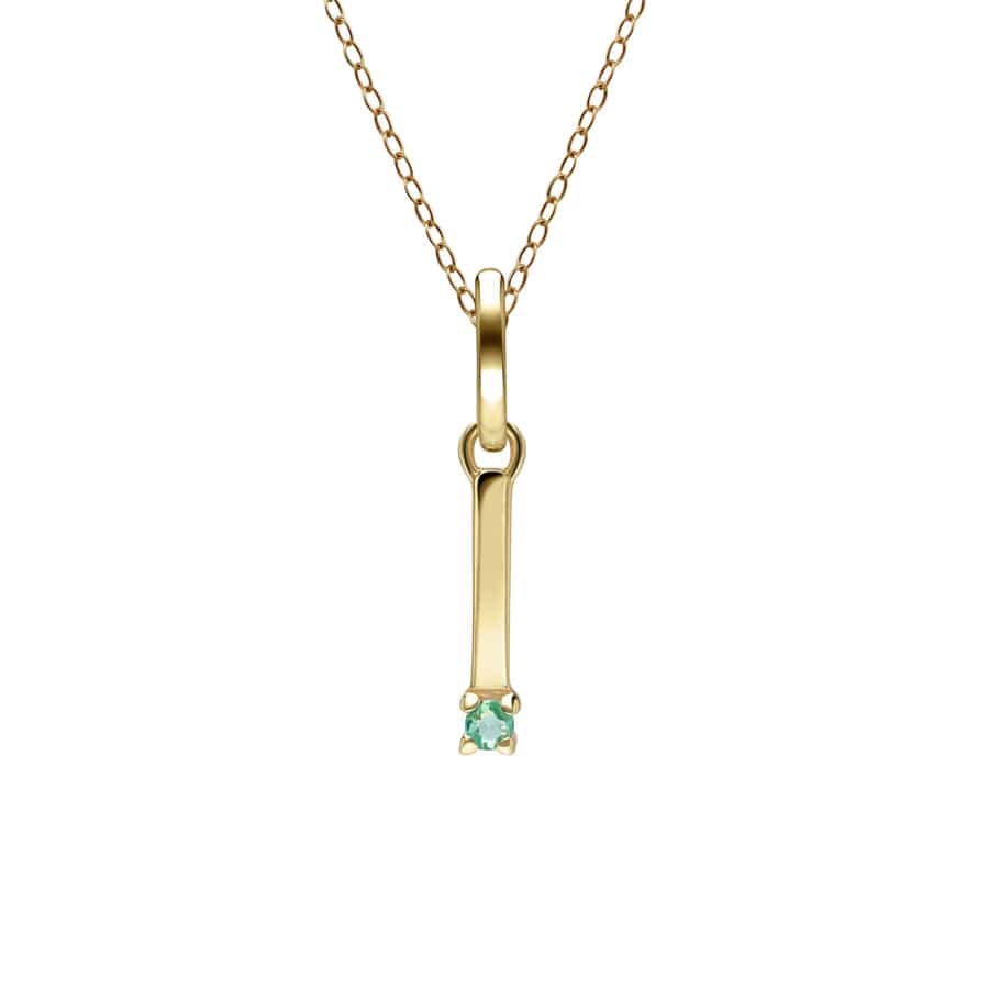 135P2046019 Initial Emerald Letter Necklace In 9ct Yellow Gold 10