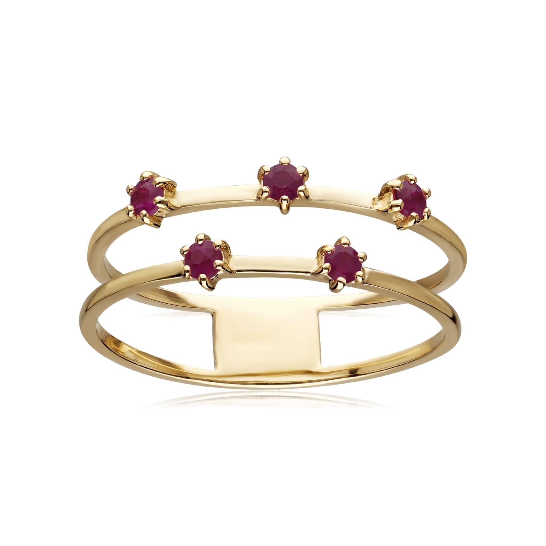 133R9546039 Ruby Double Band Ring In 9ct Yellow Gold 3