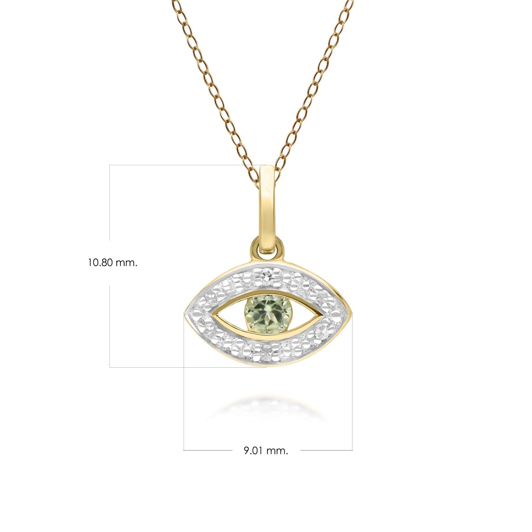 ECFEW™ Dainty Evil Eye Peridot & Diamond Pendant in 9ct Yellow Gold - Gemondo