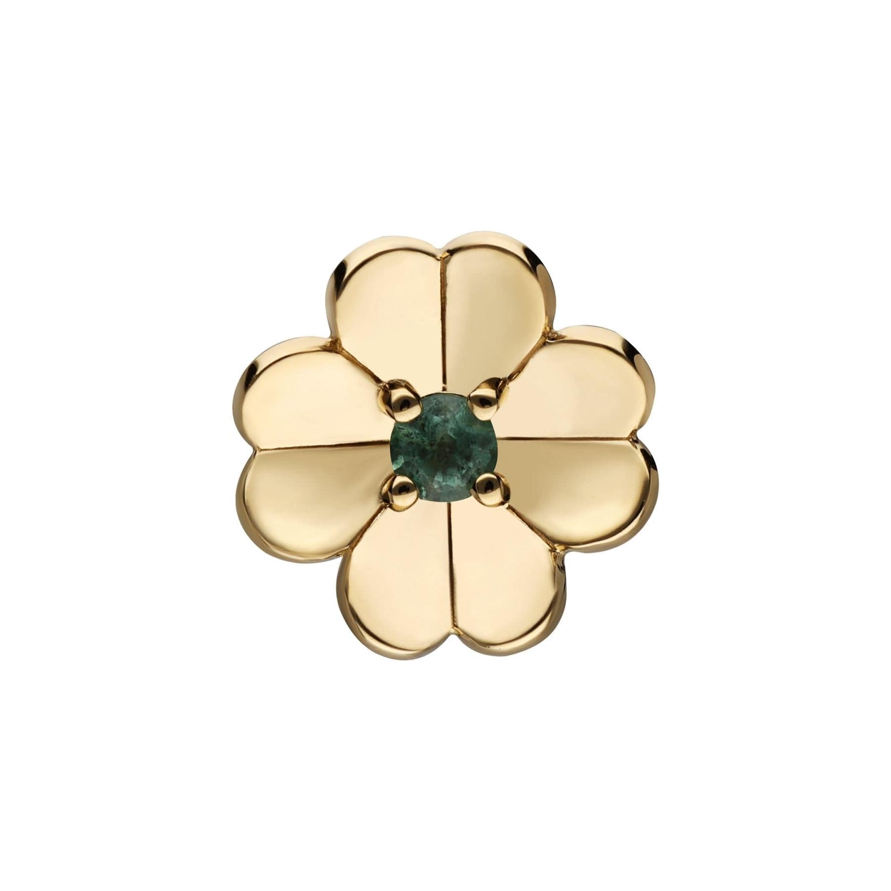 Gardenia Emerald Clover Pin In 9ct Yellow Gold - Gemondo