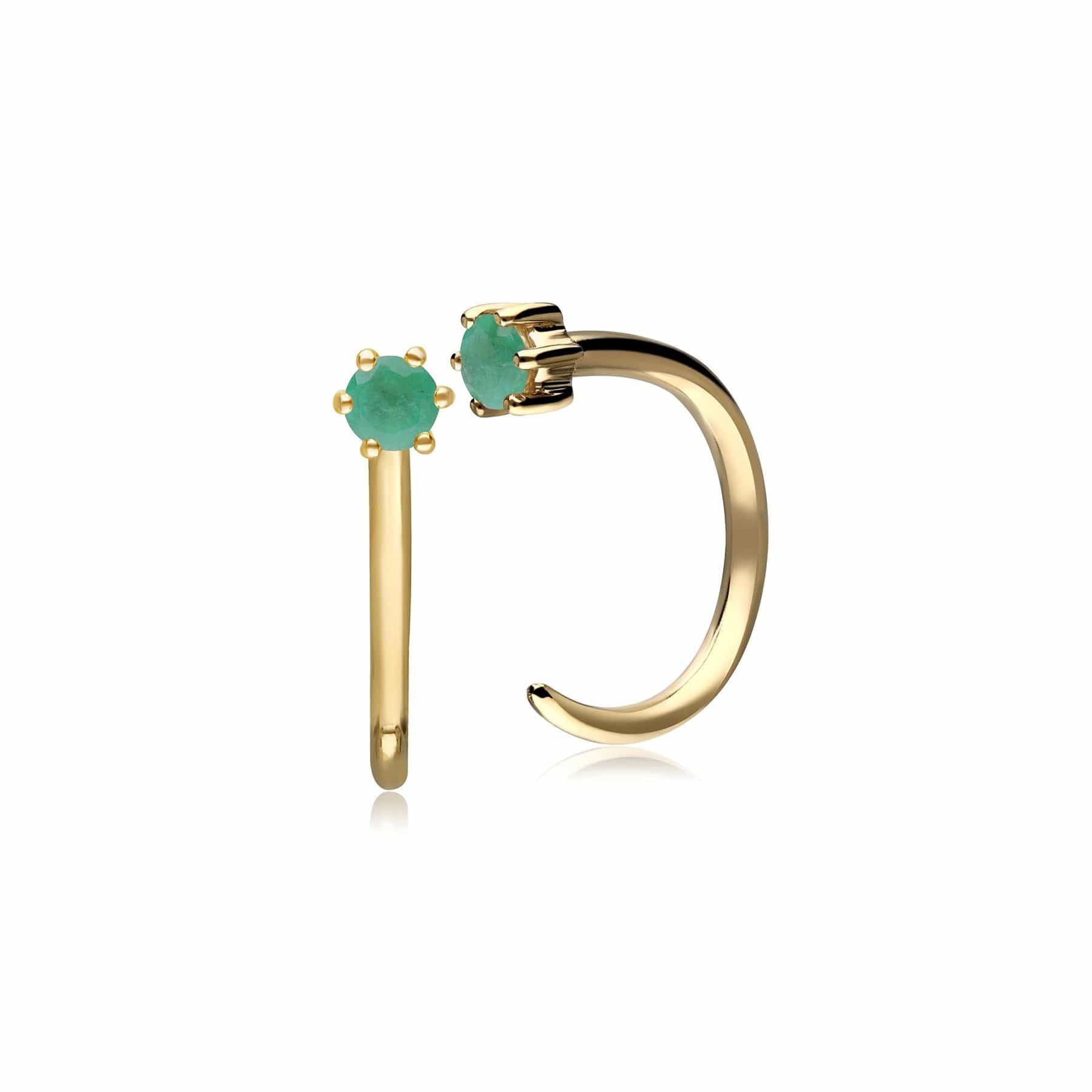 133E4148049 Emerald Pull Through Hoop Earrings in 9ct Yellow Gold 1
