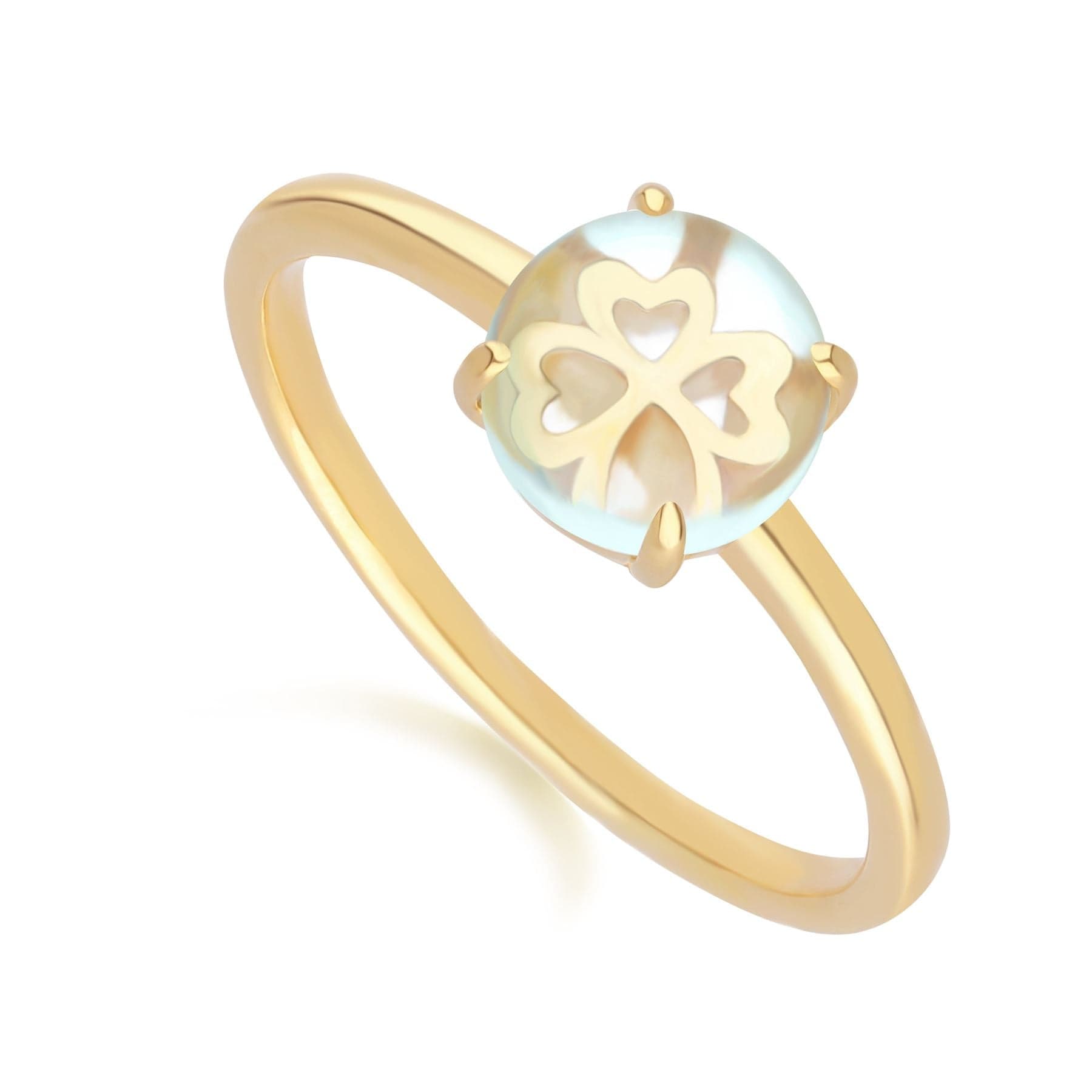 253R691603925 Gardenia Green Mint Quartz Cabochon Ring in Gold Plated Sterling Silver Side