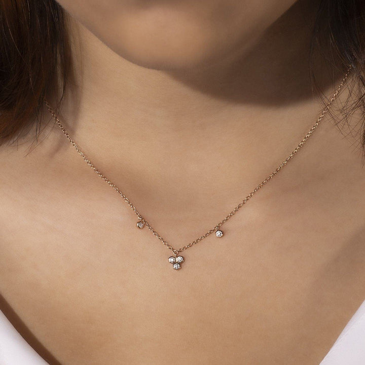 191N0227029 Diamond Geometric Trilogy Necklet in 9ct Rose Gold 2