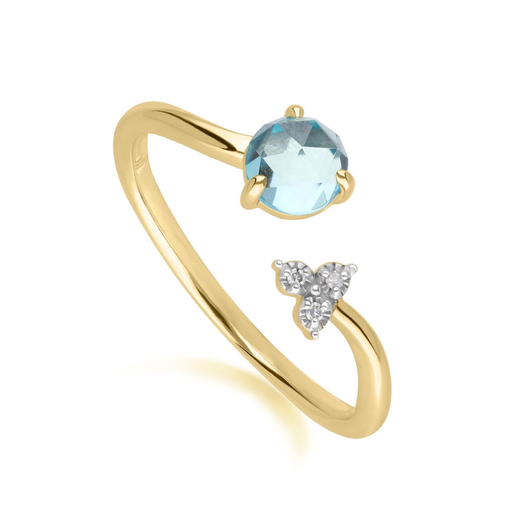 135R2057019 Classic Light Swiss Blue Topaz Open Ring in 9ct Yellow Gold Side