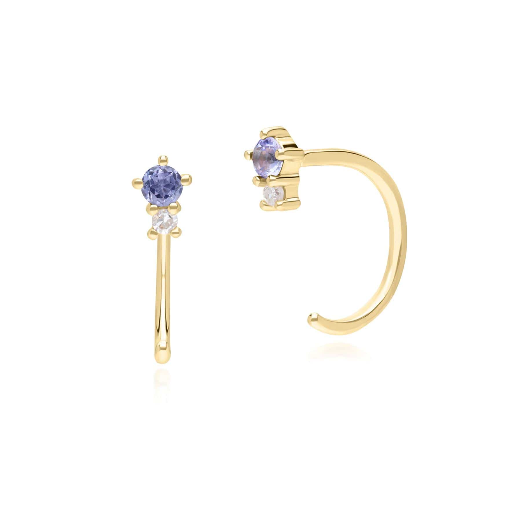 135E1823019 Modern Classic Tanzanite & Diamond Pull Through Hoop Earrings in 9ct Yellow Gold Front