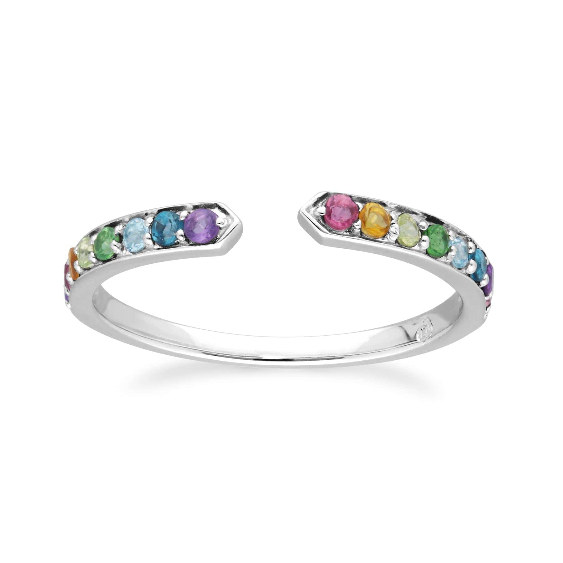 270R060801925 Rainbow Gems Open Ring in  Sterling Silver 4