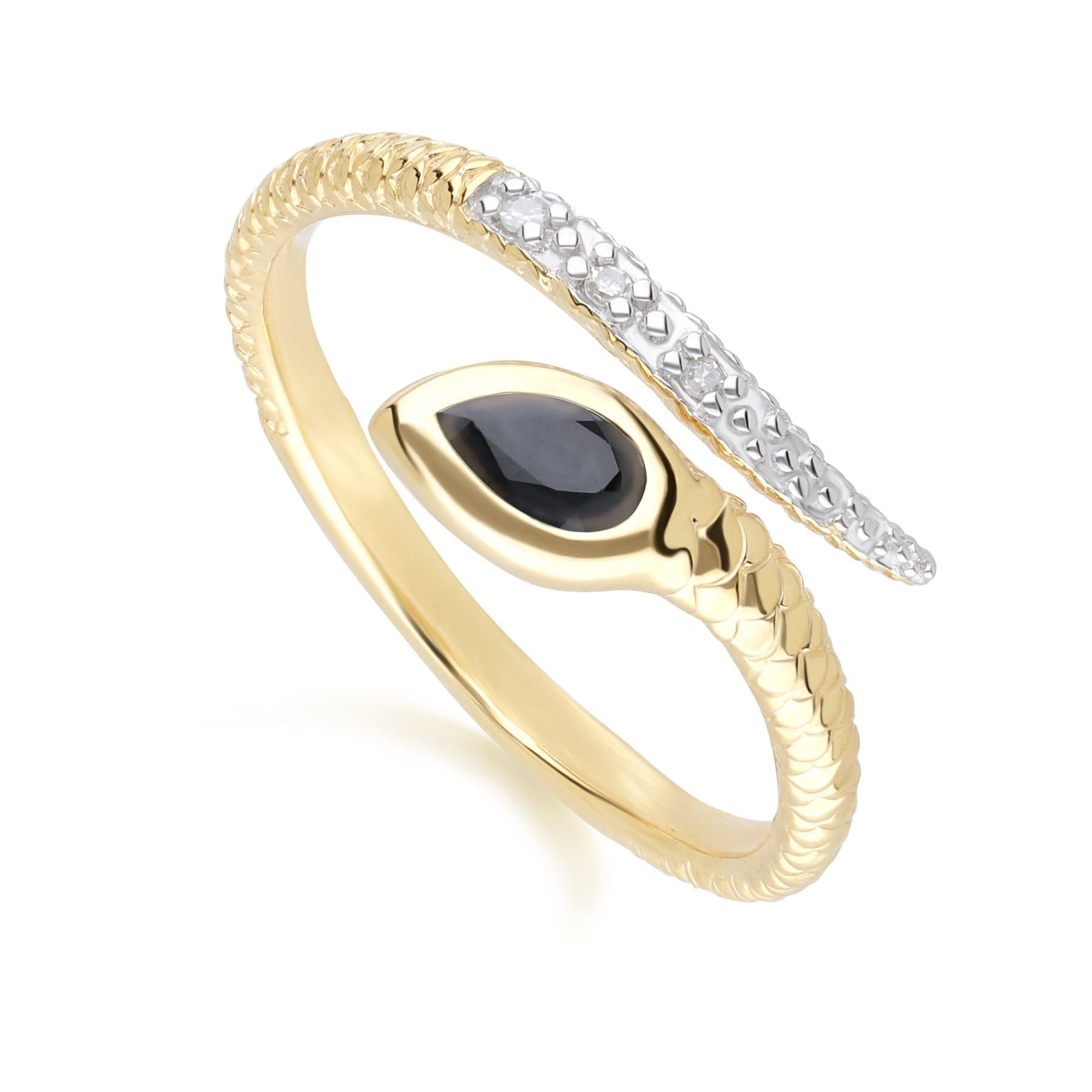 ECFEW™ Sapphire & Diamond Snake Ring in 9ct Yellow Gold - Gemondo