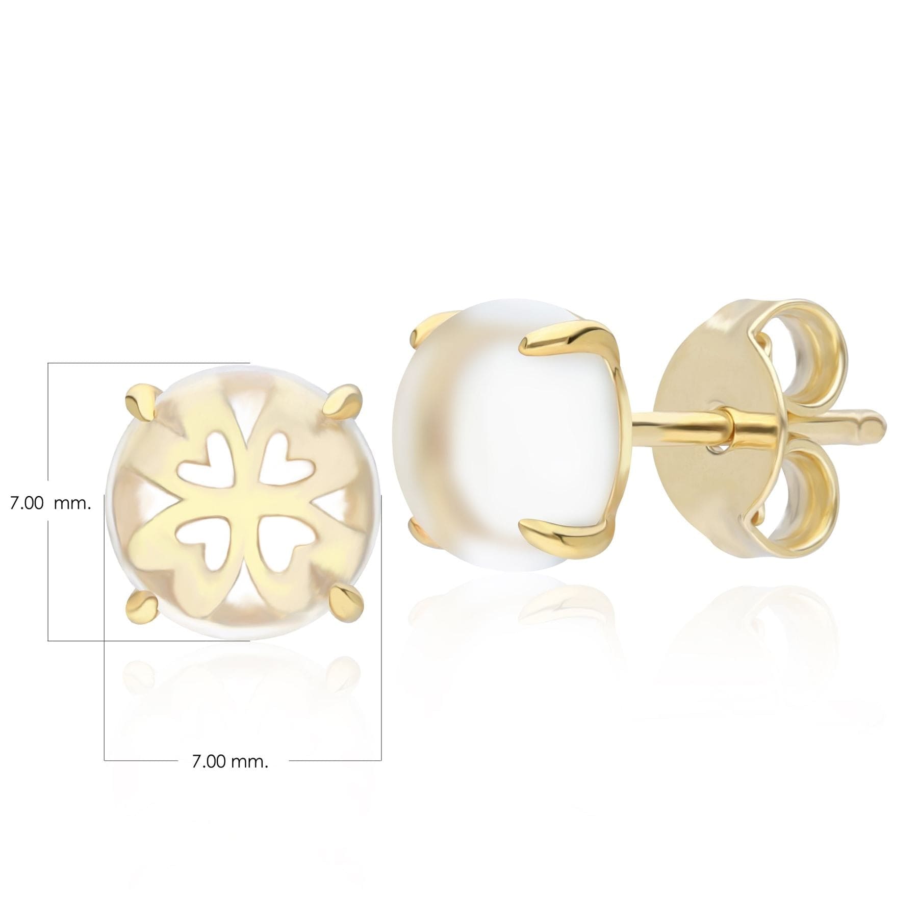 253E391801925 Gardenia Rock Crystal Cabochon Stud Earrings in Gold Plated Sterling Silver Dimensions