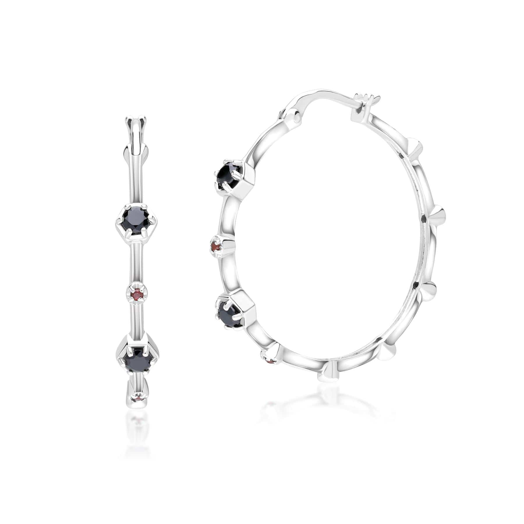 253E351201925 Modern Glam Spinel & Garnet Hoop Earrings In Sterling Silver 1