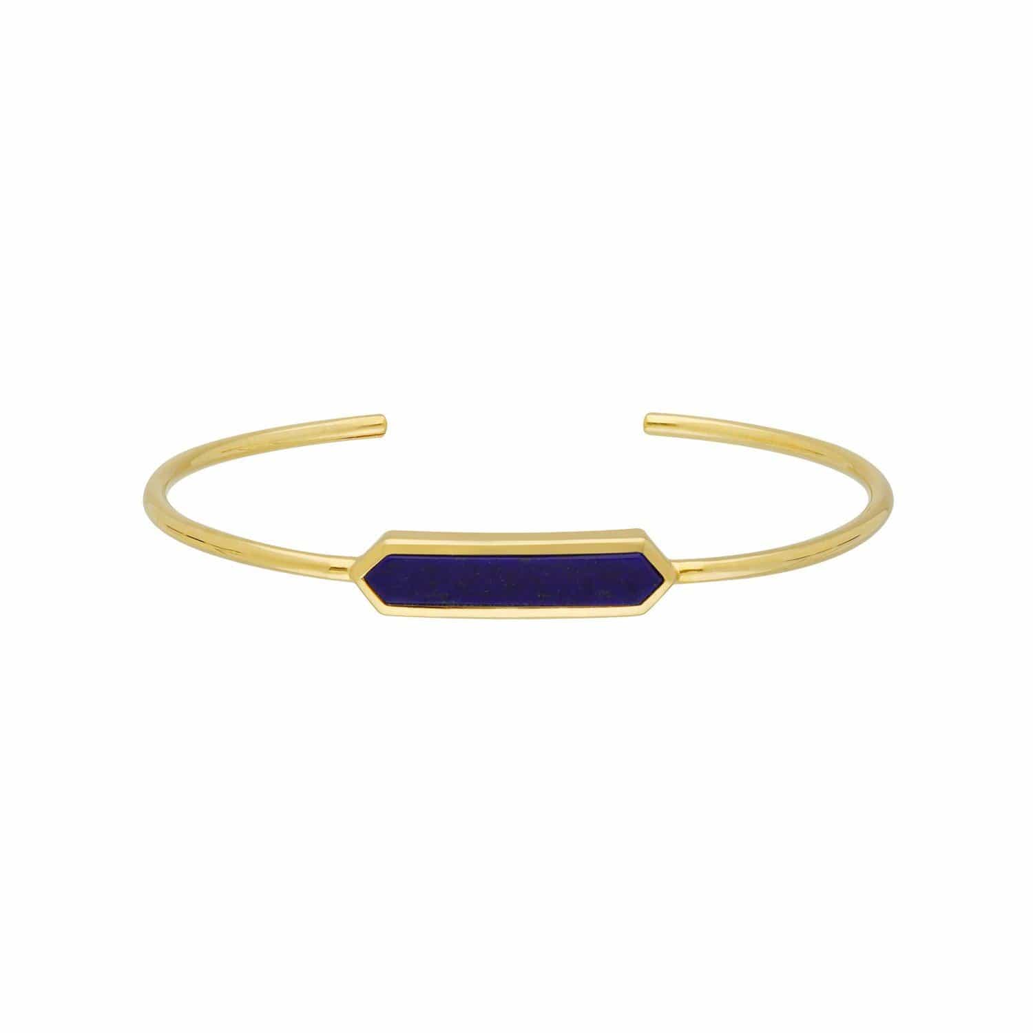 270B009602925 Geometric Prism Lapis Lazuli Bangle in Gold Plated Silver 1