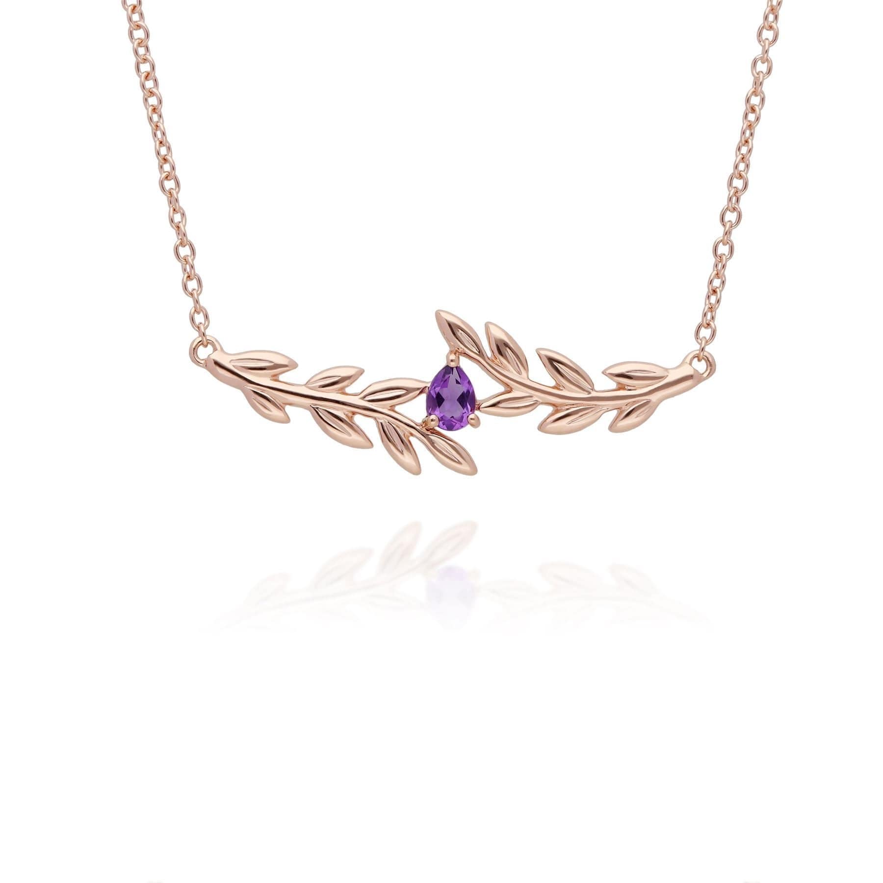 135N0364019-135R1862019 O Leaf Amethyst Necklace & Ring Set in 9ct Rose Gold 2