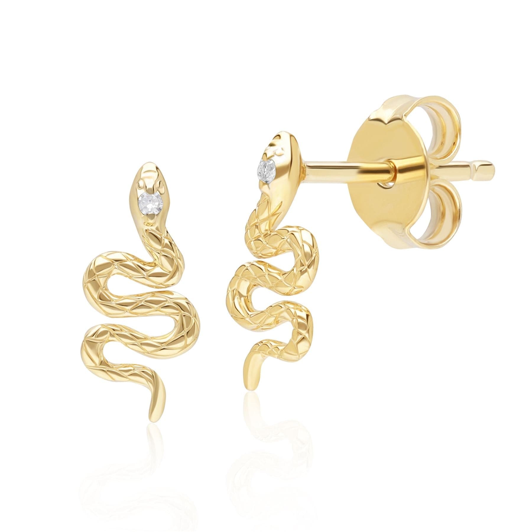 ECFEW™ Diamond Snake Wrap Stud Earrings in 9ct Yellow Gold - Gemondo