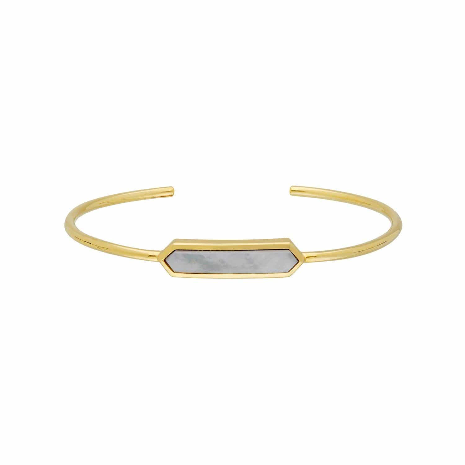 Geometric Prism Blue Lace Agate Bangle in Gold Plated Sterling Silver