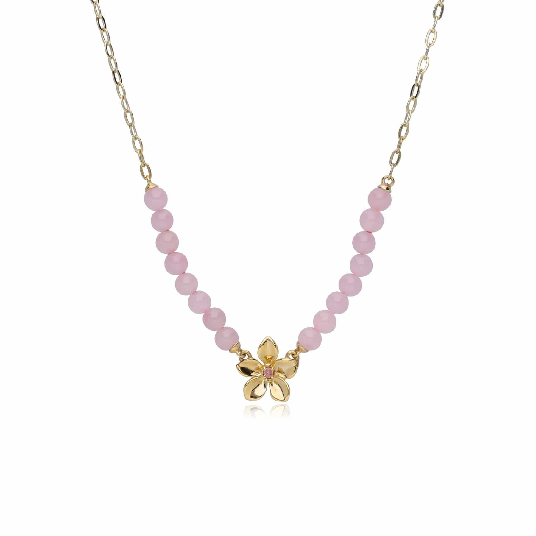 ECFEW™ 'The Creator' Pink Jadeite Bead & Pink Tourmaline Floral Necklace