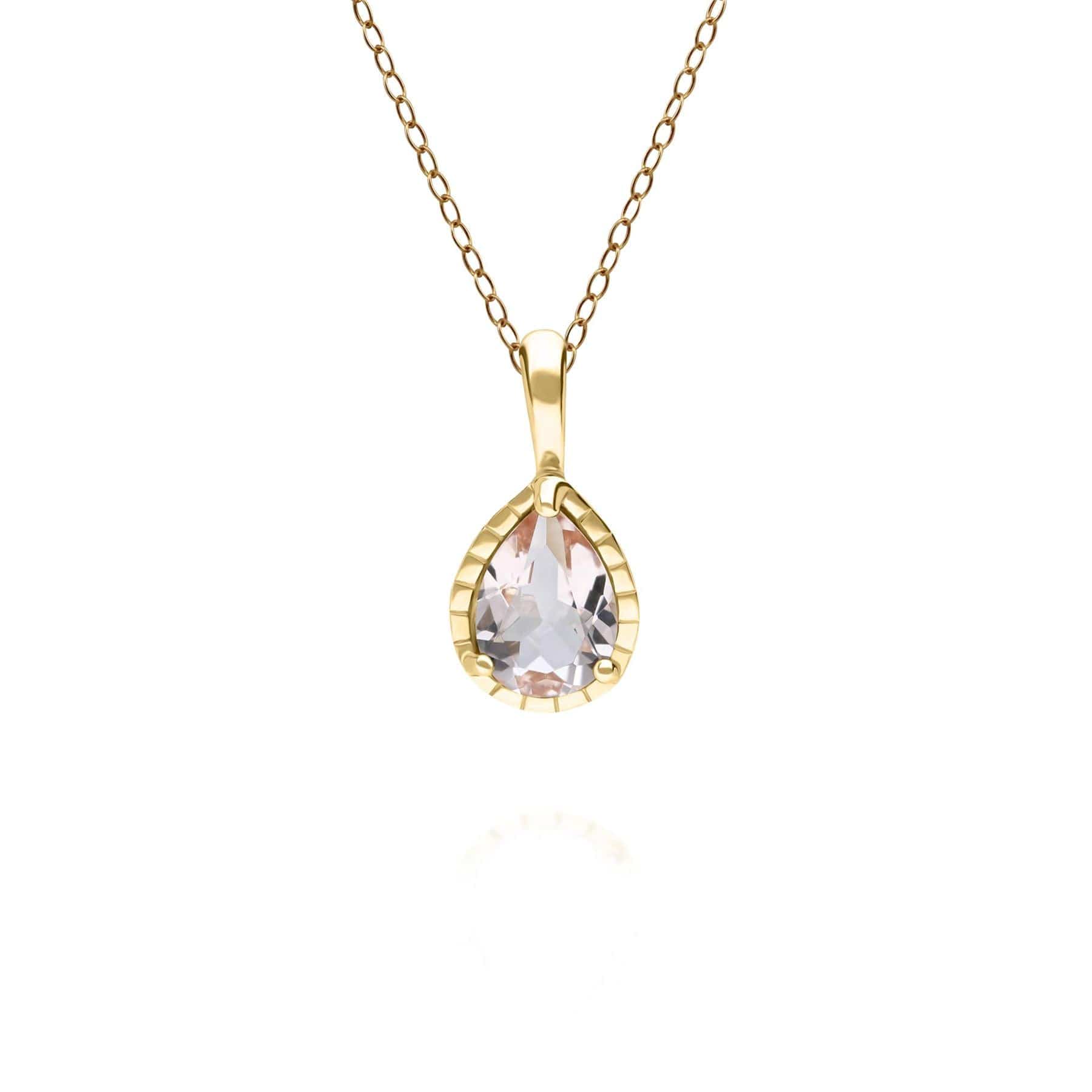 Classic Pear Morganite Pendant in 9ct Yellow Gold - Gemondo