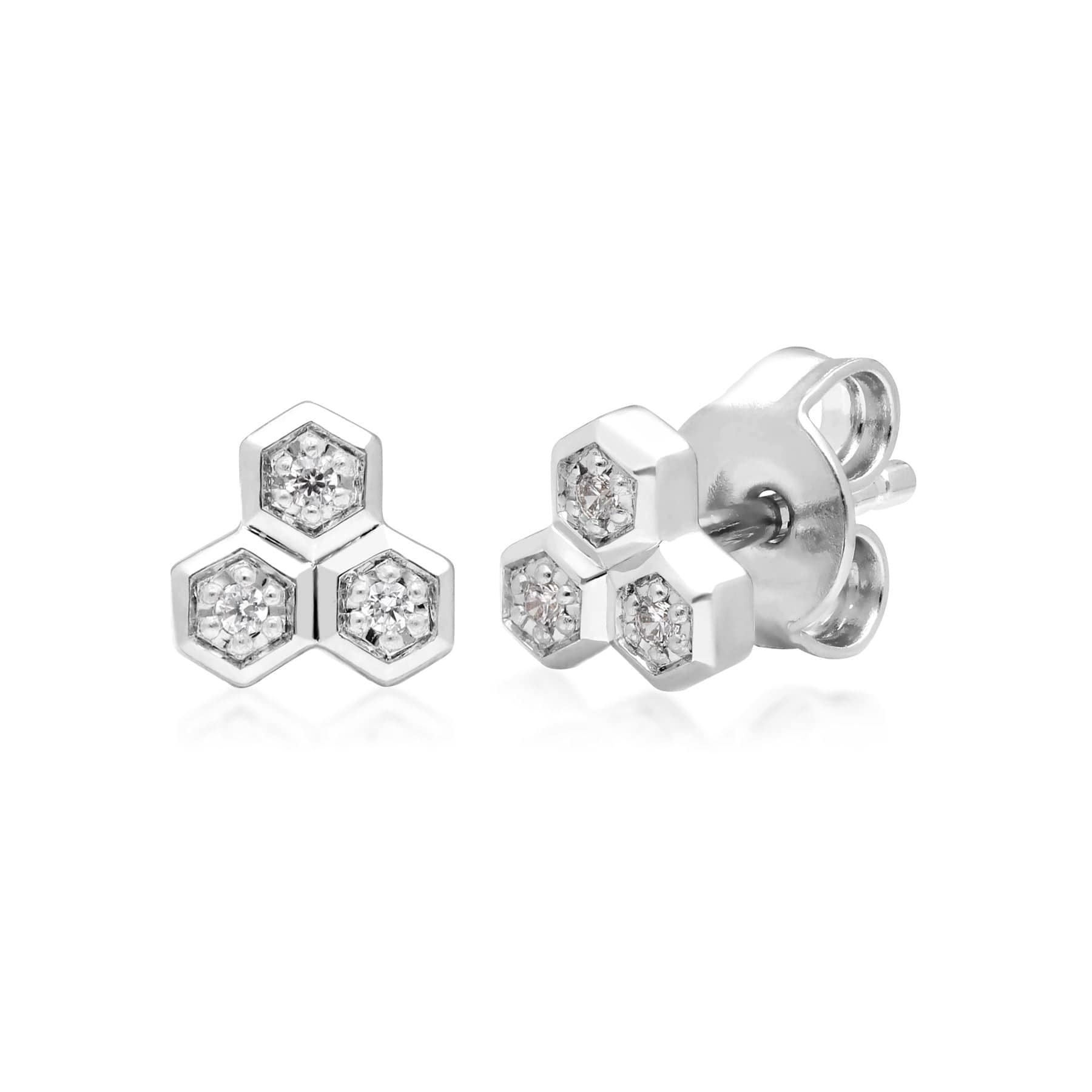 Diamond Geometric Trilogy Stud Earrings 