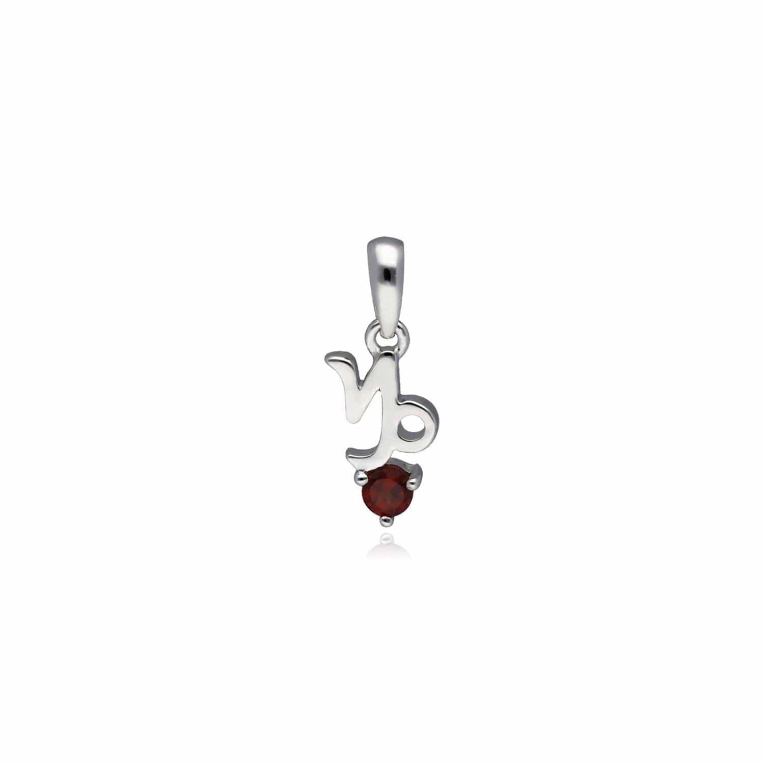 162P0231019 Garnet Capricorn Zodiac Charm Necklace in 9ct White Gold 2