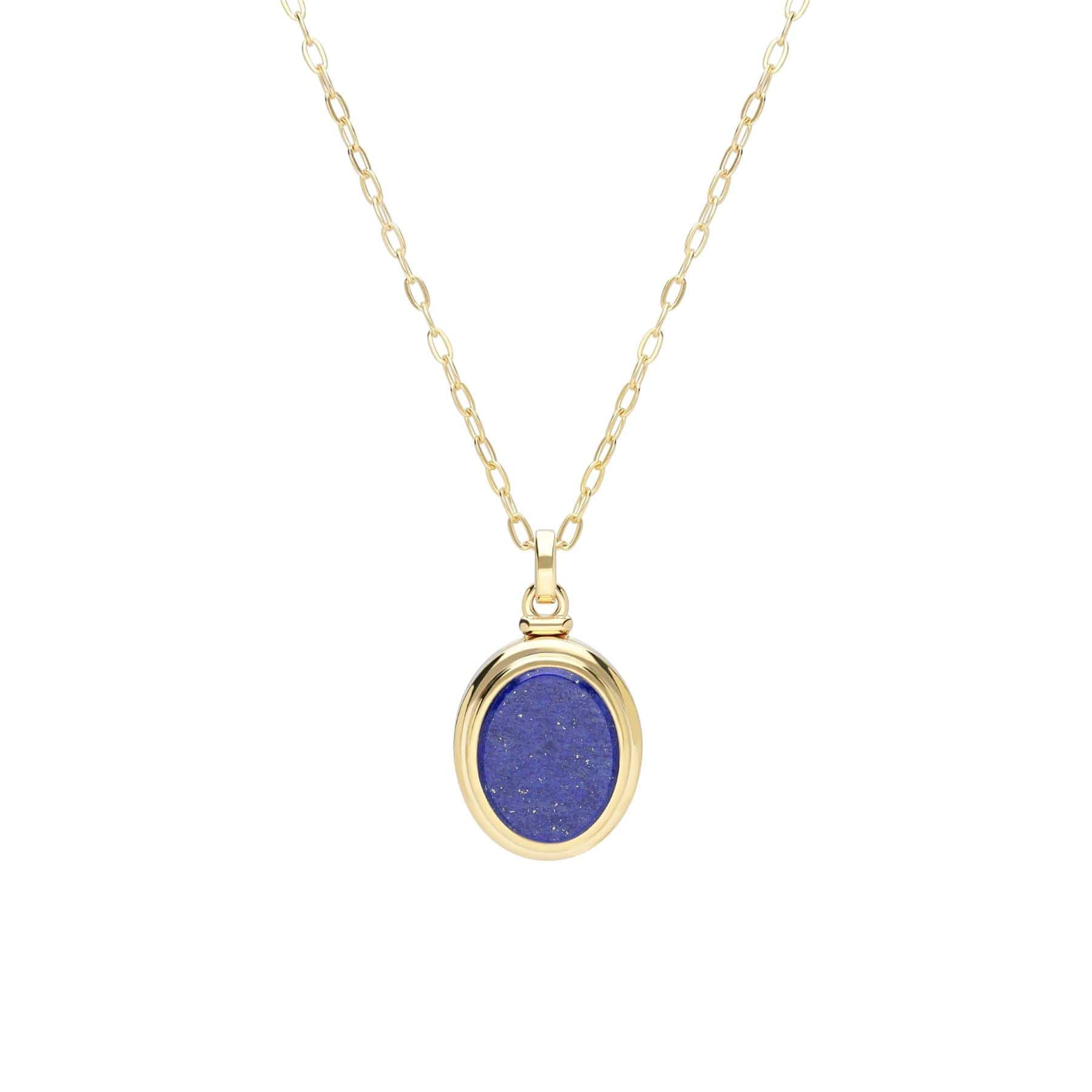 Bona Fide Lapis Lazuli Oval Locket In Yellow Gold Plated Silver - Gemondo