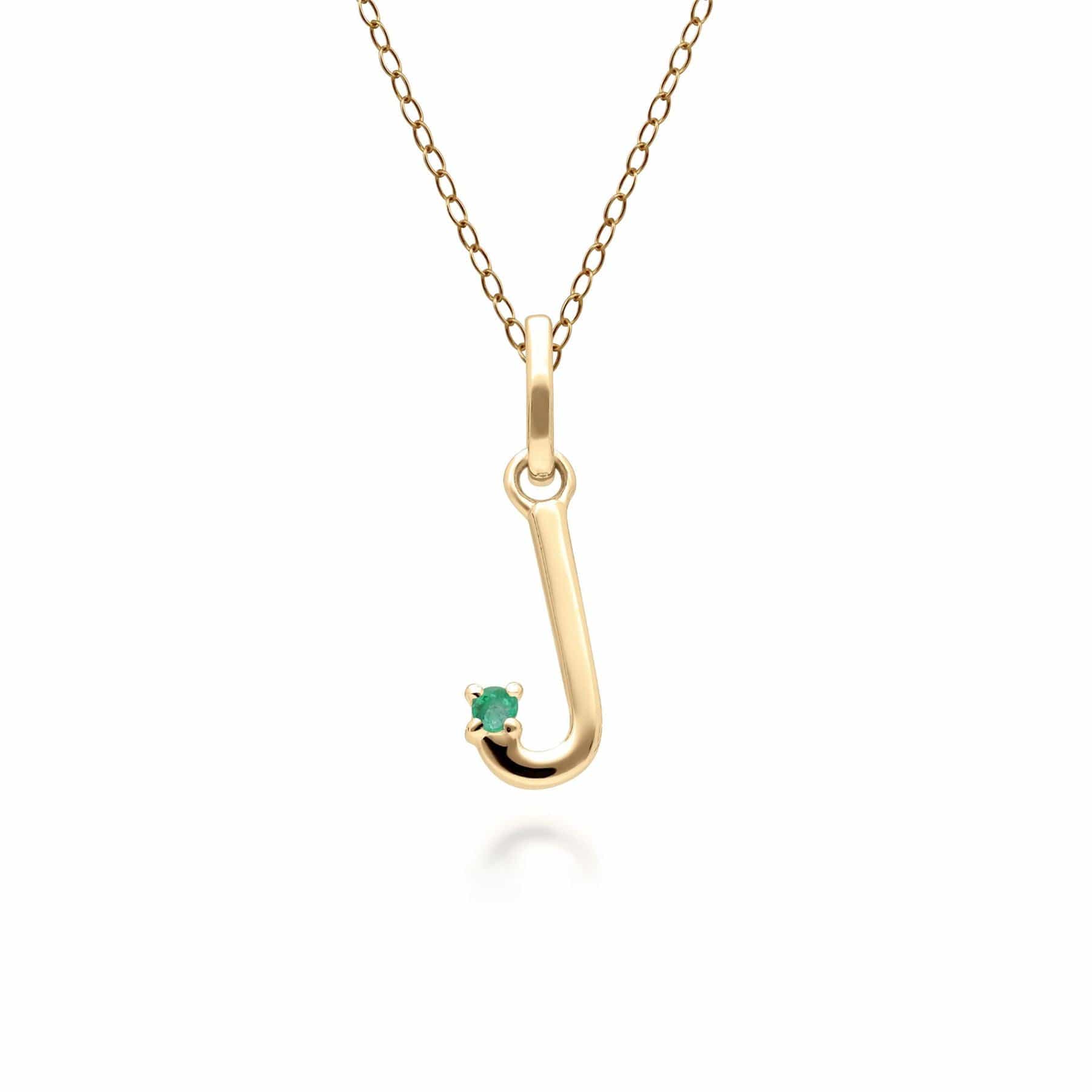 135P2078019 Initial Emerald Letter Necklace In 9ct Yellow Gold 11