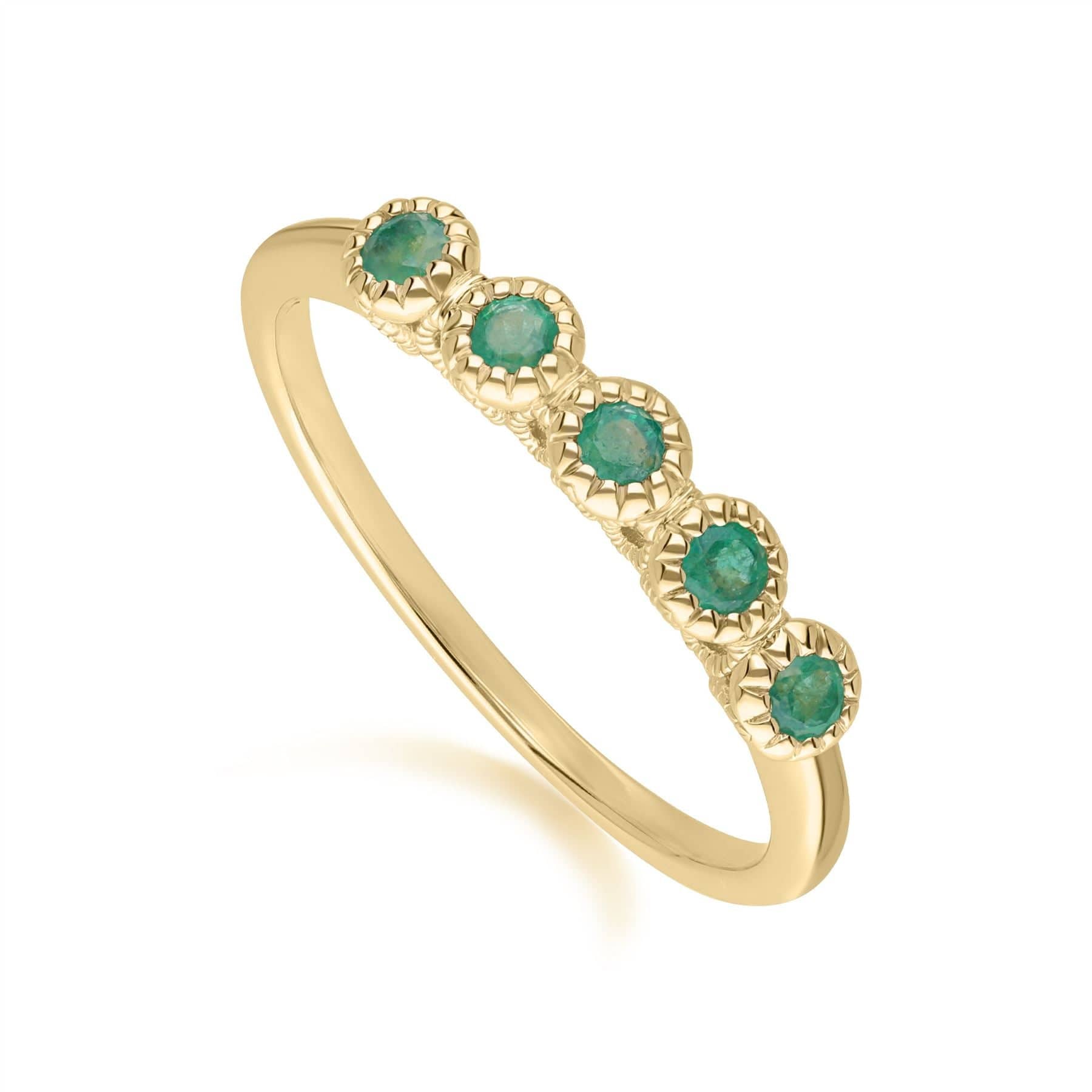 135R2046039 Classic Round Emerald Five Stone Eternity Ring in 9ct Yellow Gold 3