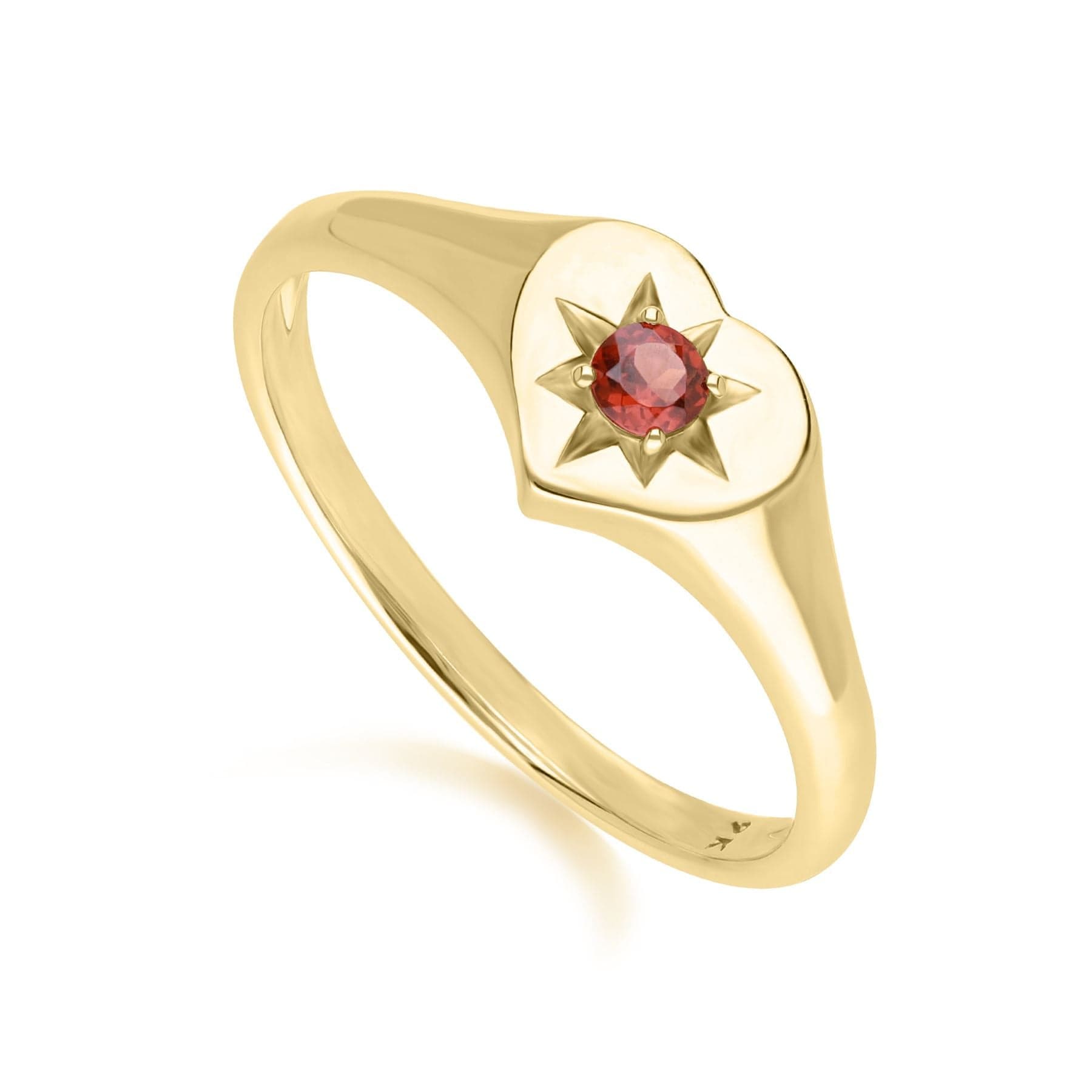 135R2055059 ECFEW™ 'The Liberator' Garnet Heart Ring in 9ct Yellow Gold Side