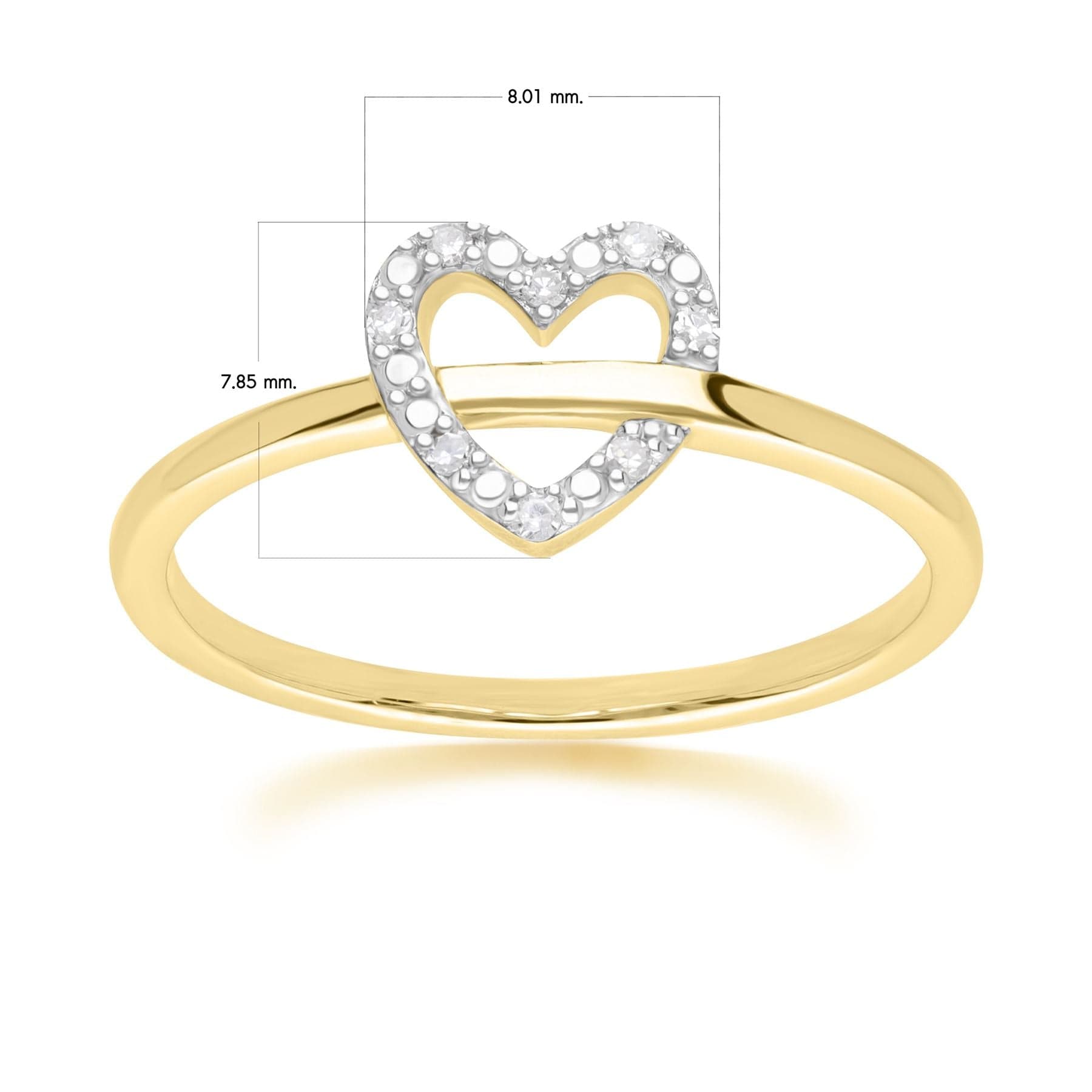 191R0934019 Diamond Love Heart Ring in 9ct Yellow Gold Dimensions