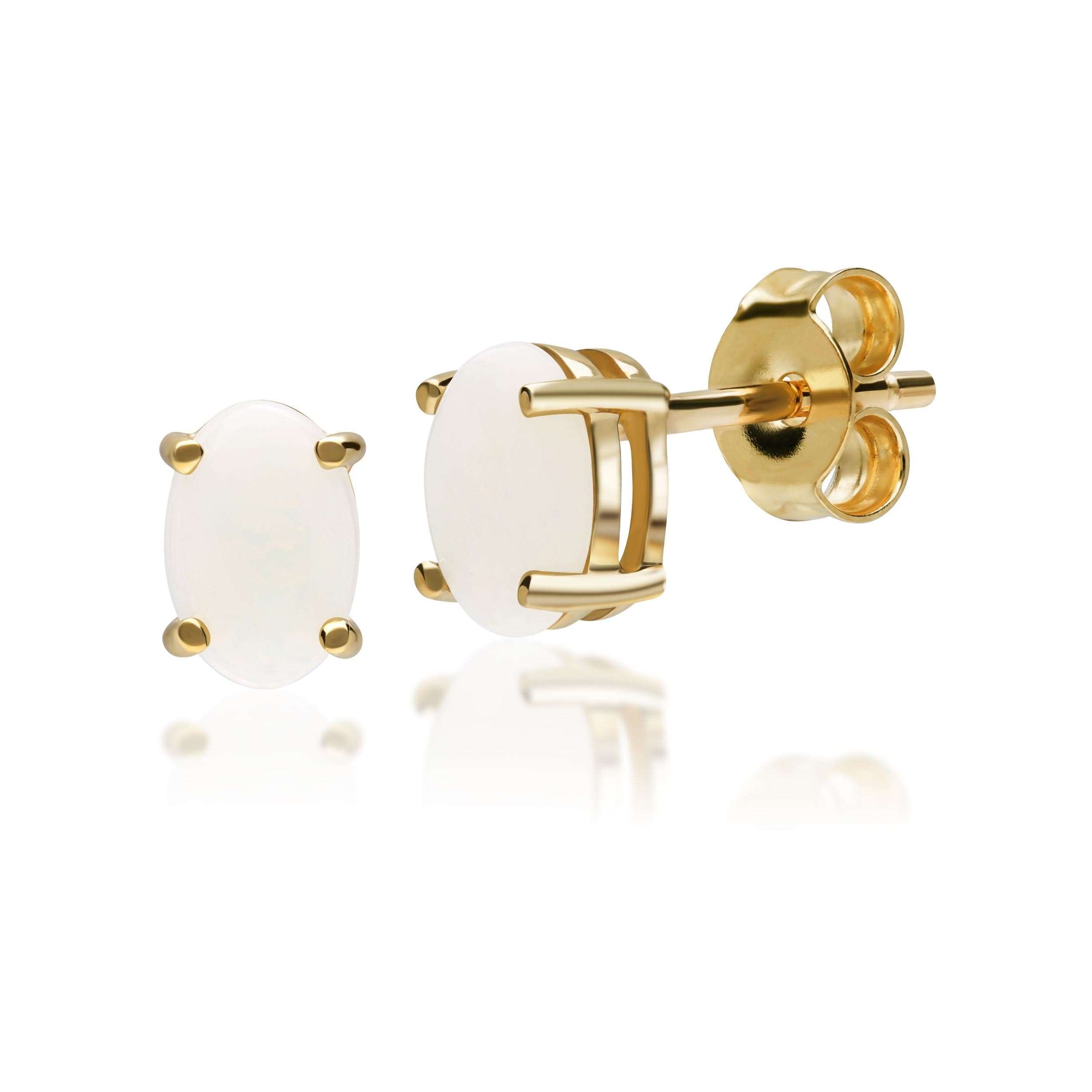 Classic Oval Opal Claw Set Stud Earrings in 9ct Yellow Gold