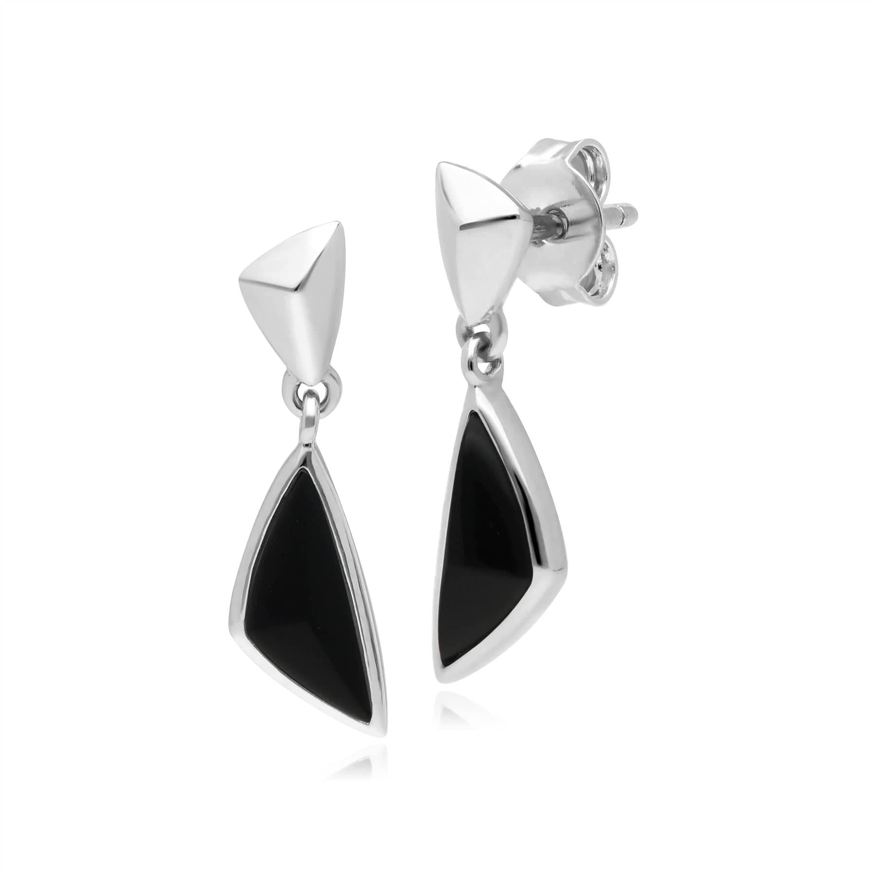 270E029501925 Micro Statement Black Onyx Drop Earrings in Sterling Silver 1