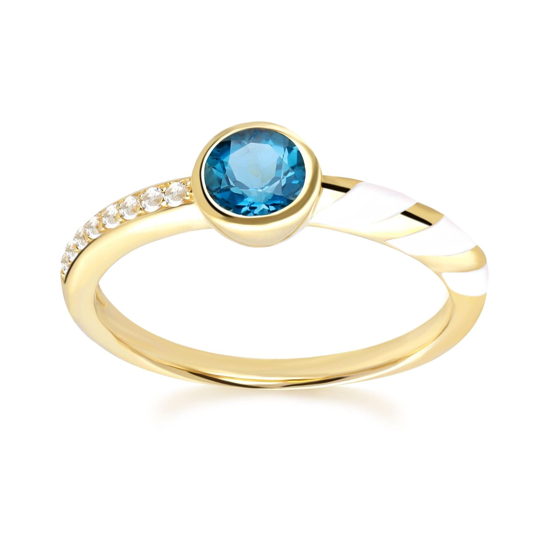 135R2024019 Siberian Waltz Enamel & London Blue Topaz Ring in 9ct Gold 4