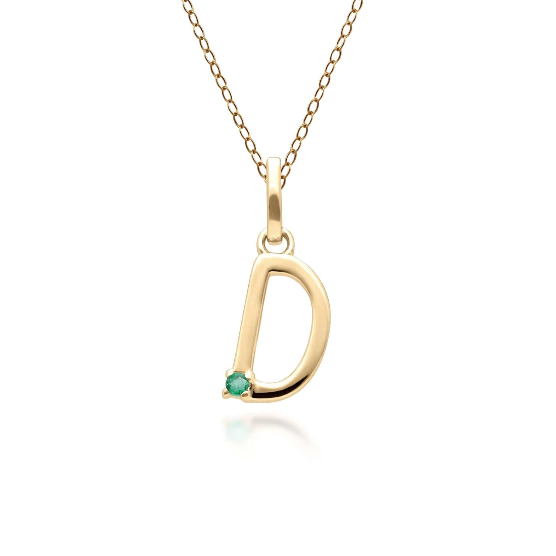 135P2056019 Initial Emerald Letter Necklace In 9ct Yellow Gold 5