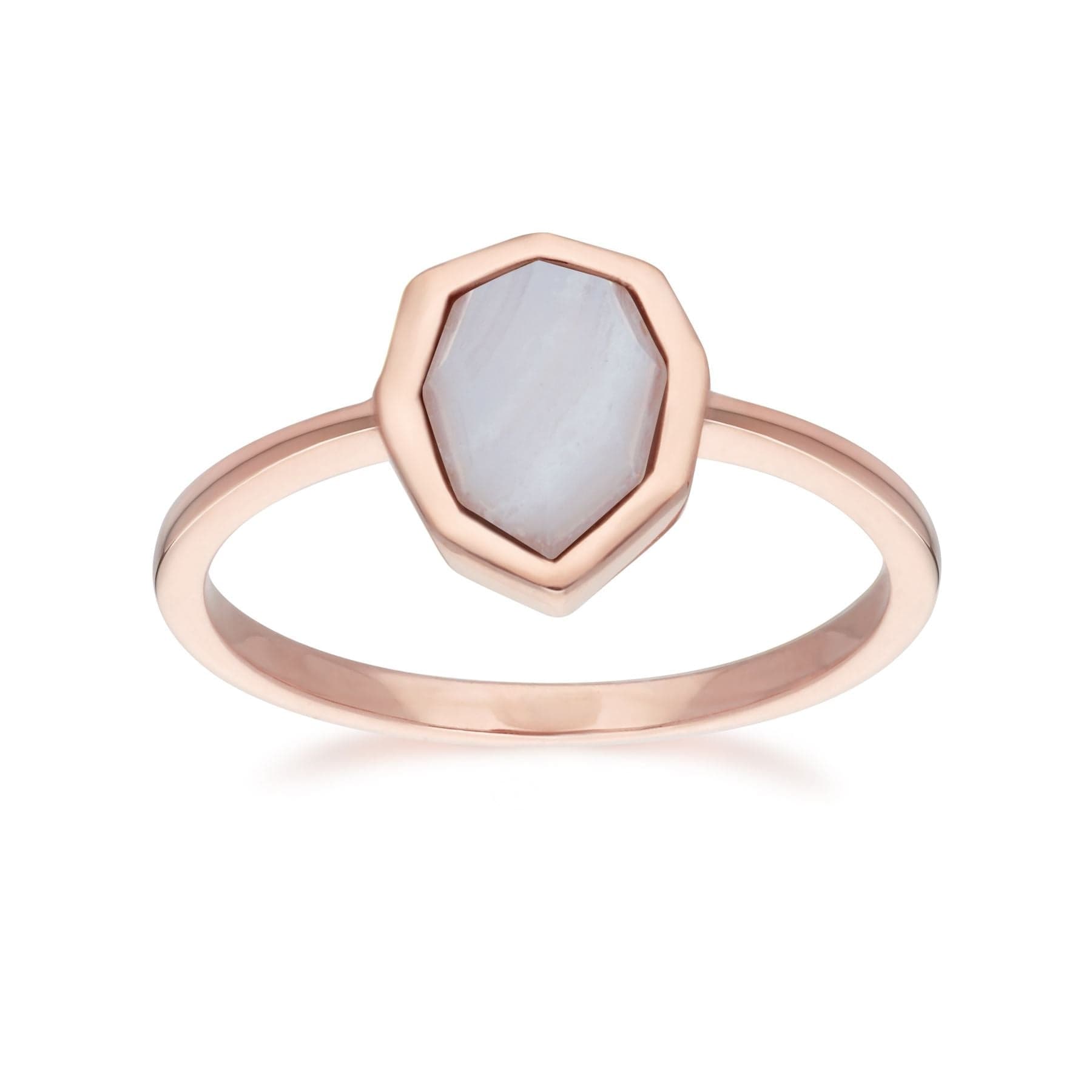 271R025501925 Irregular B Gem Blue Lace Agate Ring in Rose Gold Plated Silver 2