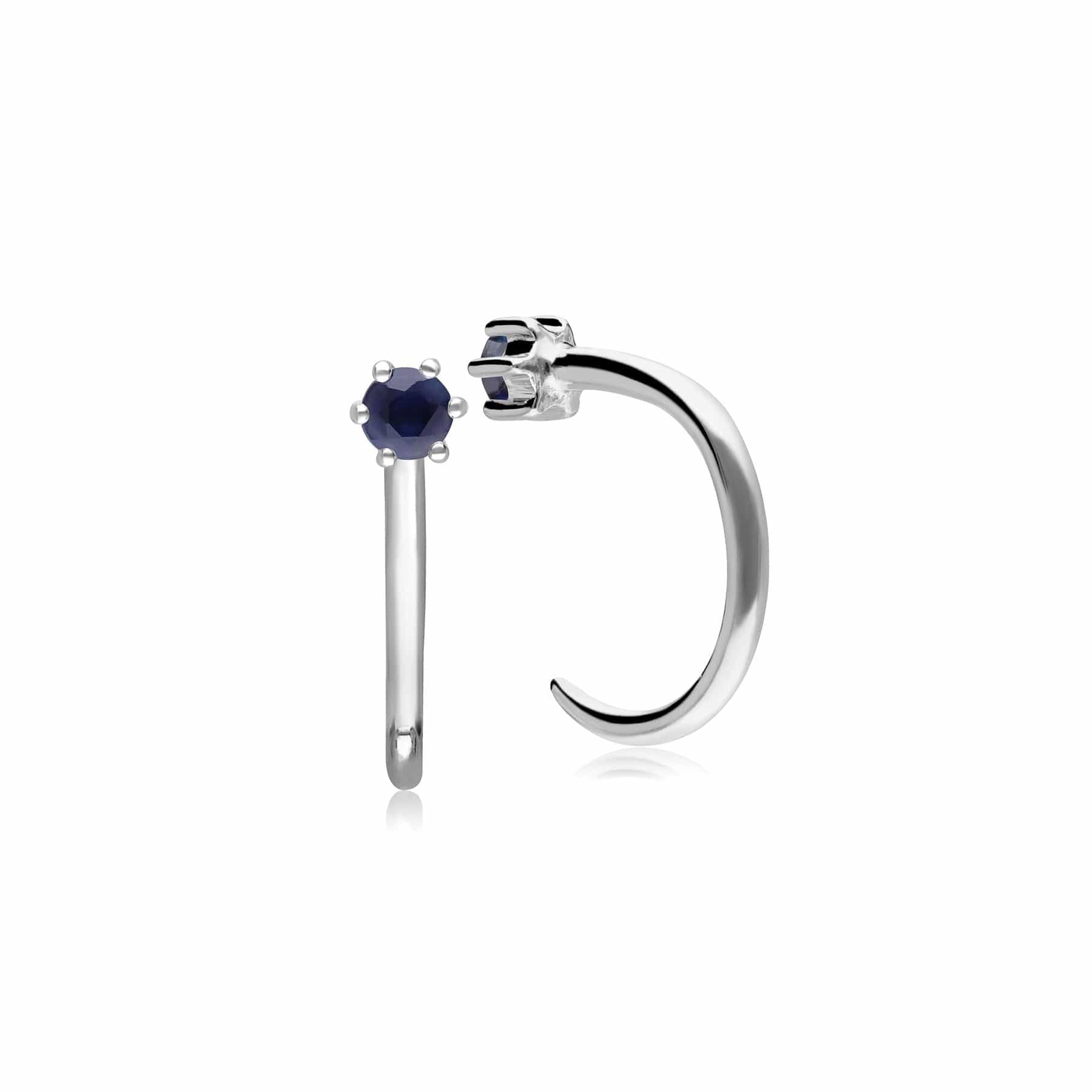 162E0284019 Sapphire Pull Through Hoop Earrings in 9ct White Gold 2