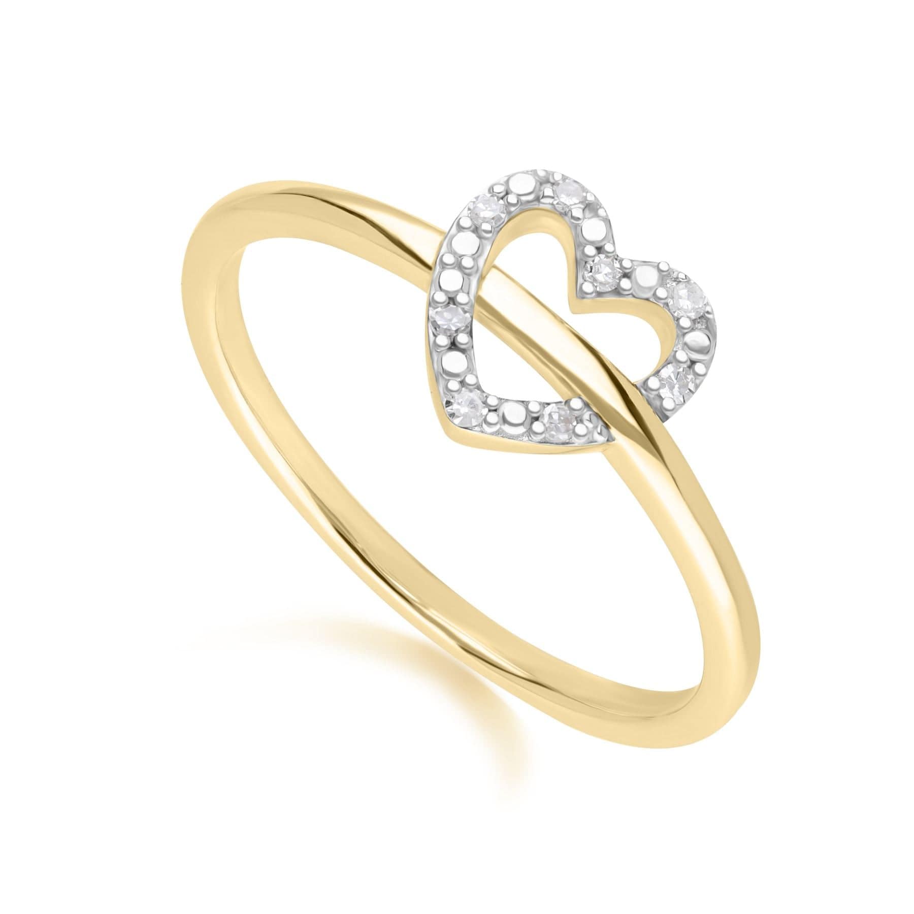 191R0934019 Diamond Love Heart Ring in 9ct Yellow Gold Side
