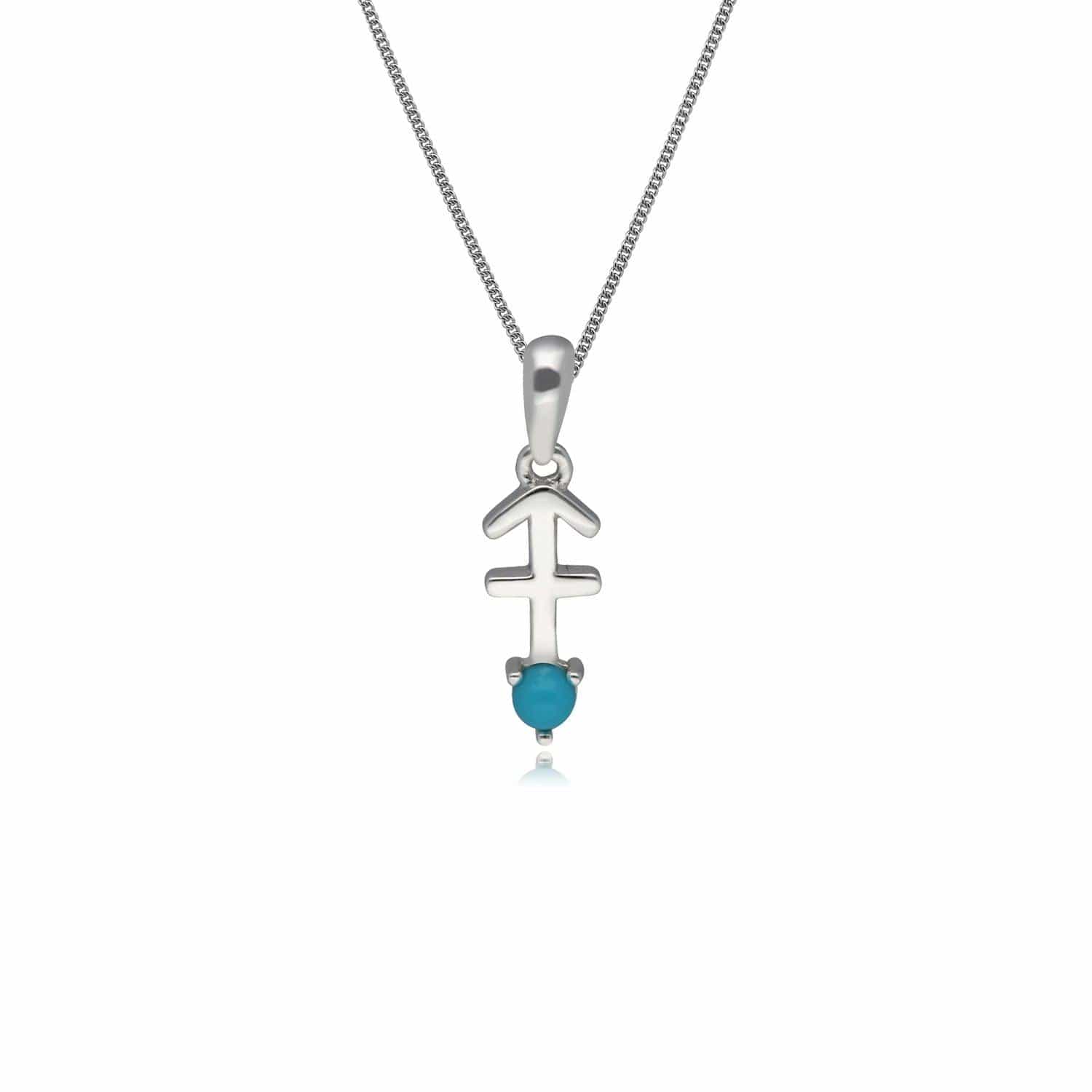 Turquoise Sagittarius Zodiac Pendant Necklace in 9ct Yellow Gold