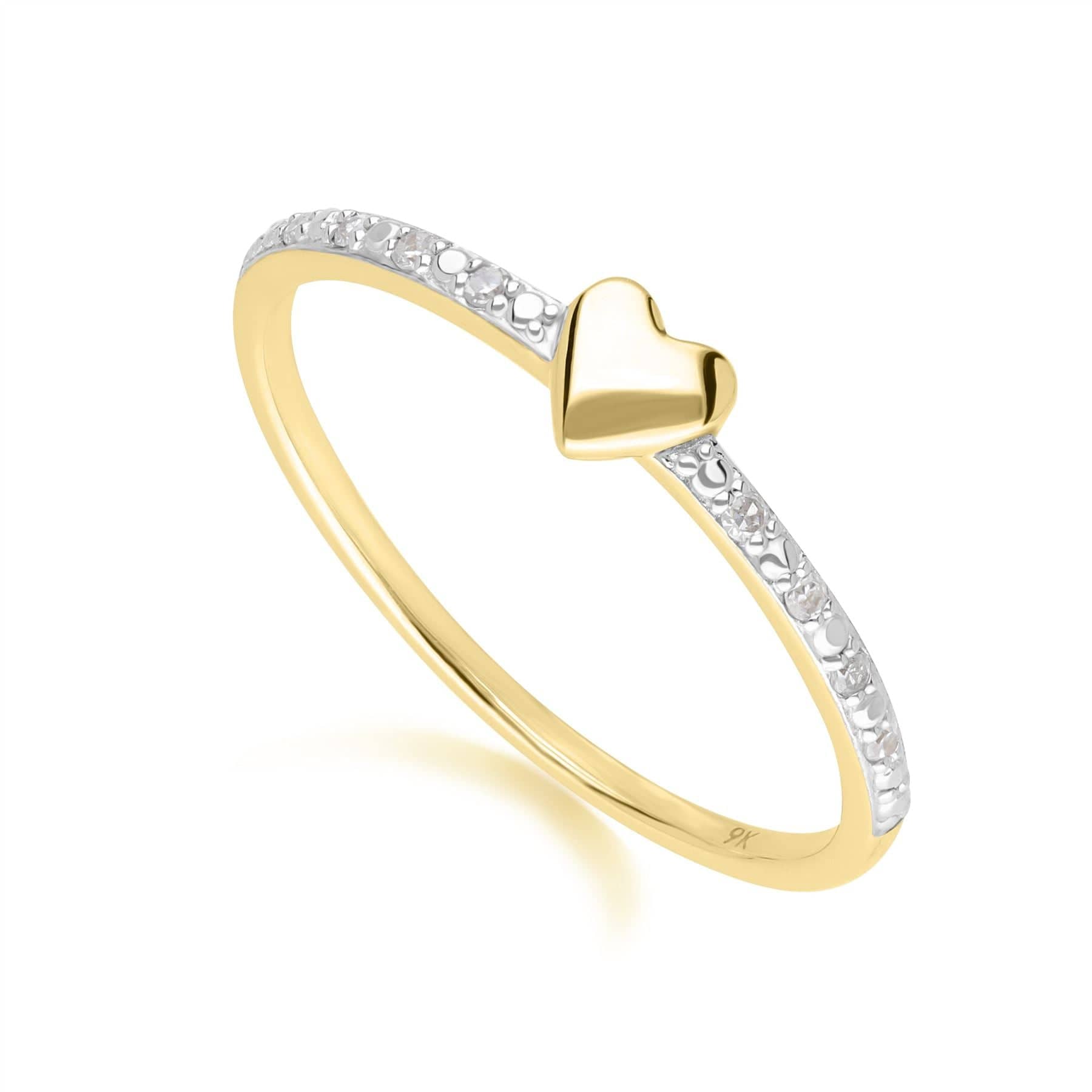 191R0936019 Dainty Love Heart Diamond Band Ring in 9ct Yellow Gold Side