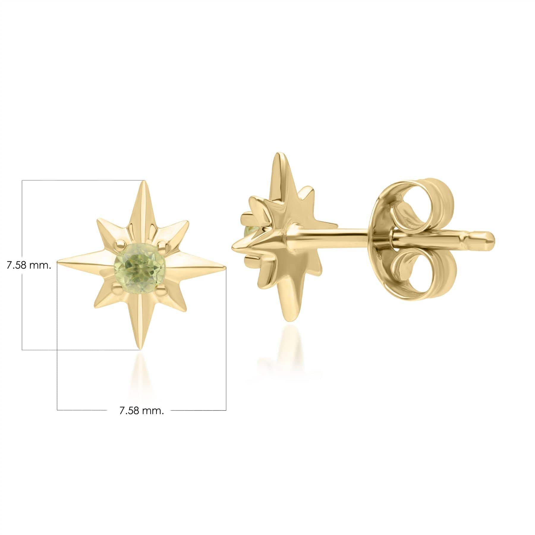Night Sky Peridot Star Stud Earrings in 9ct Yellow Gold - Gemondo