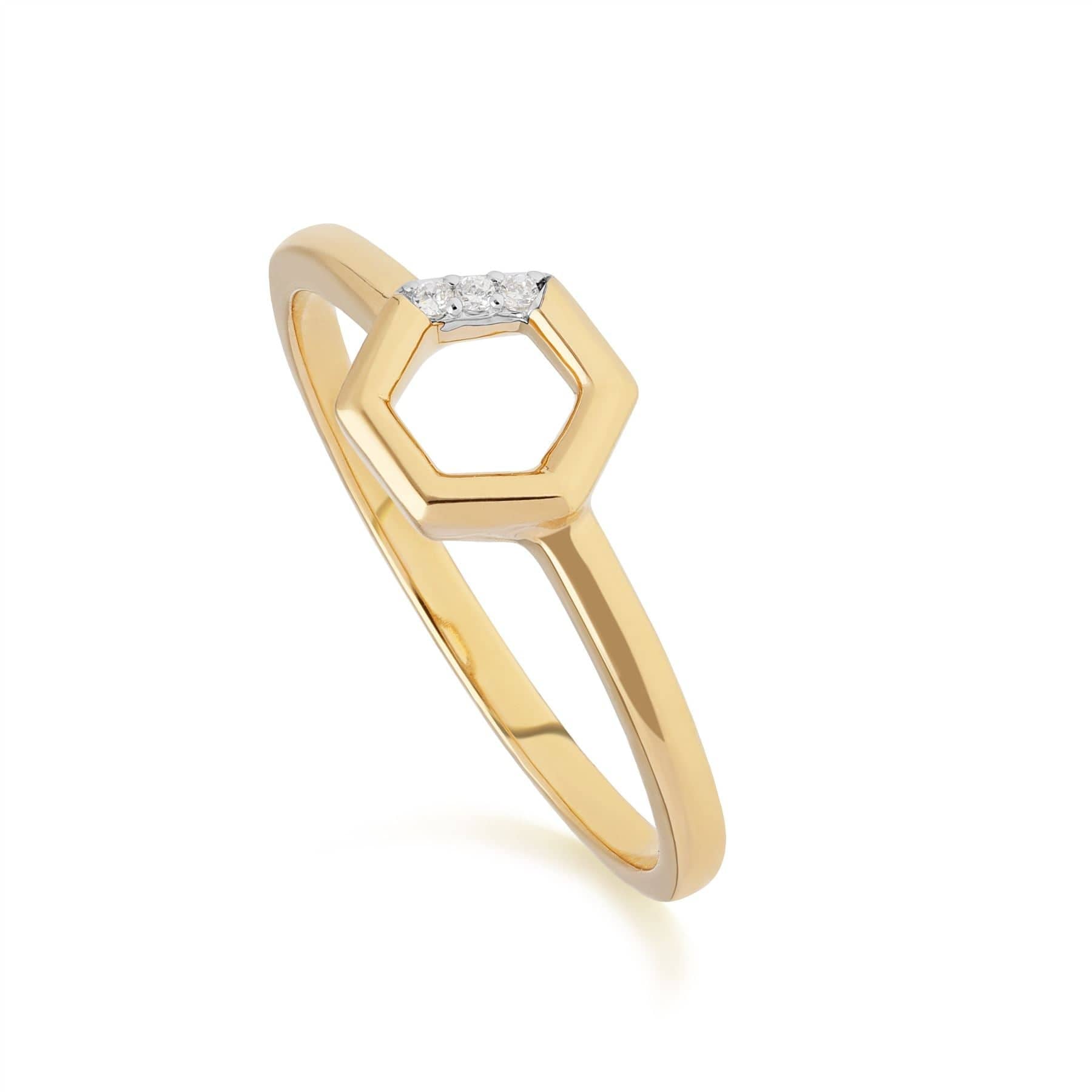 191R0896029 Diamond Hexagon Open Ring in 9ct Yellow Gold 1