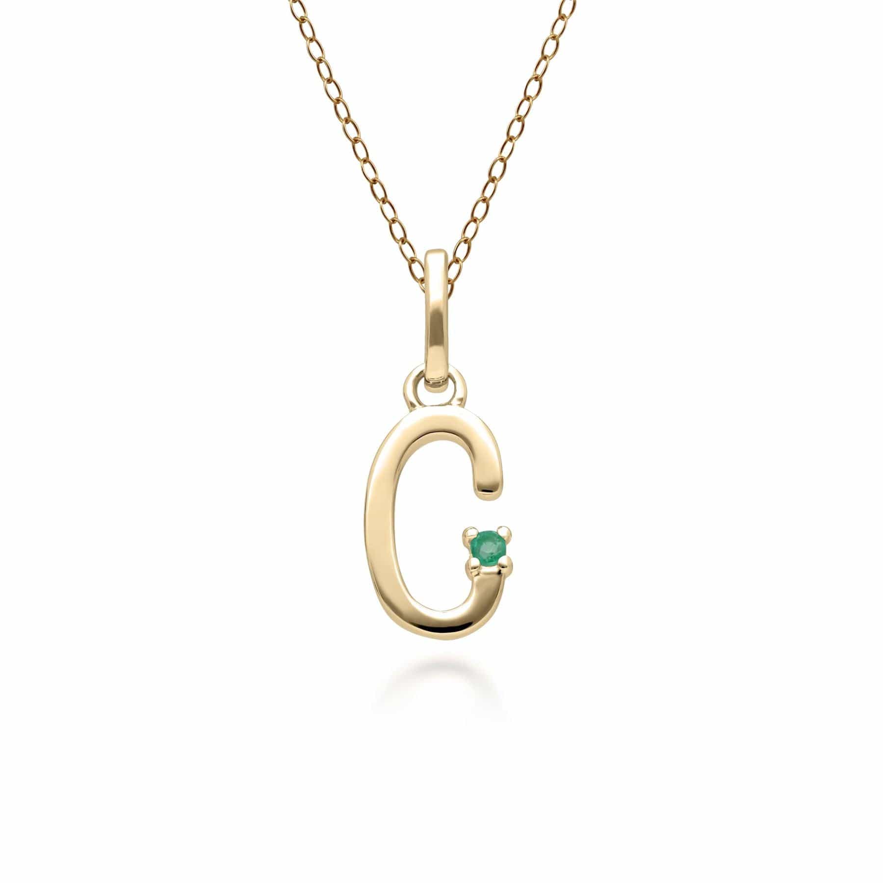 135P2045019 Initial Emerald Letter Necklace In 9ct Yellow Gold 4
