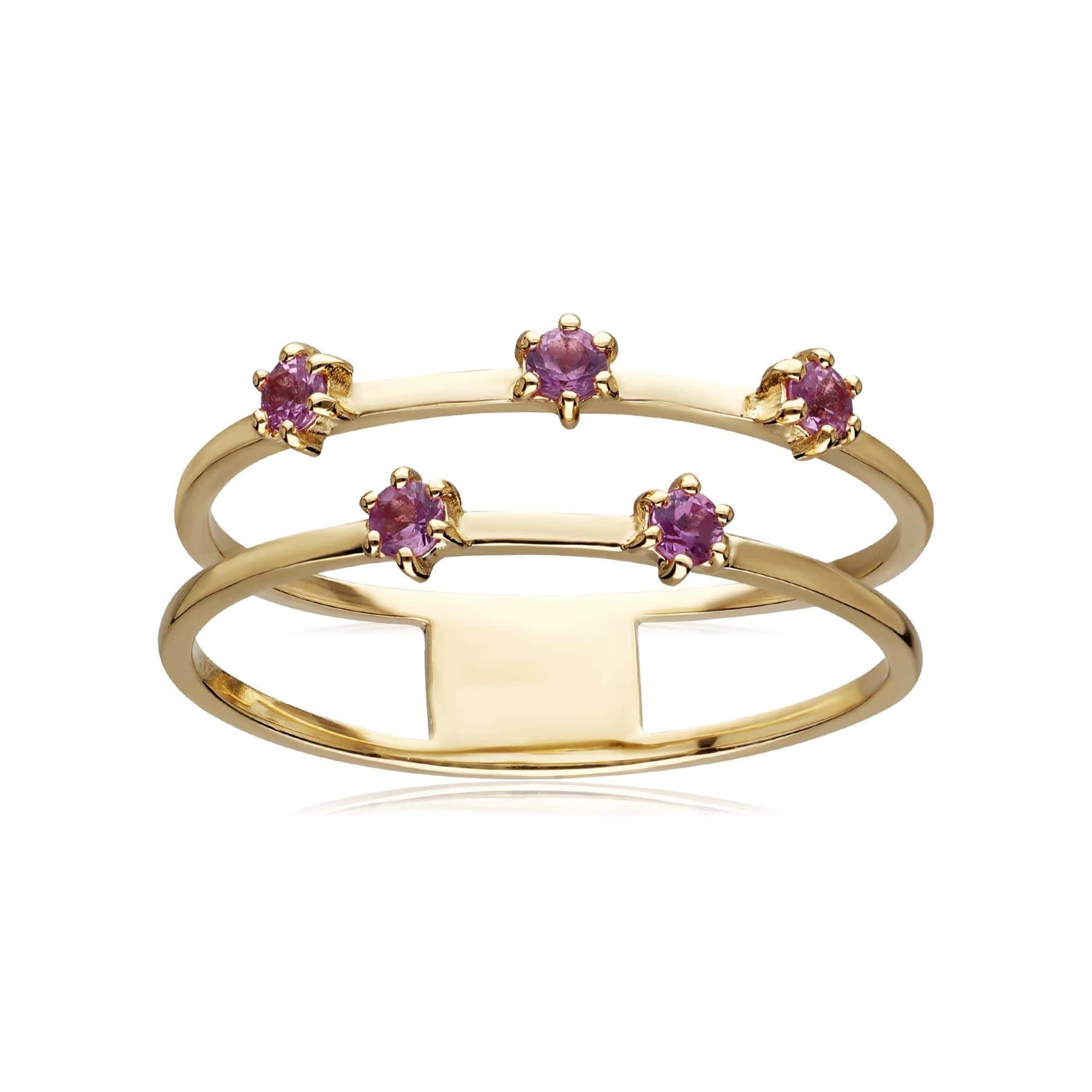 133R9546029 Pink Sapphire Double Band Ring In 9ct Yellow Gold 3