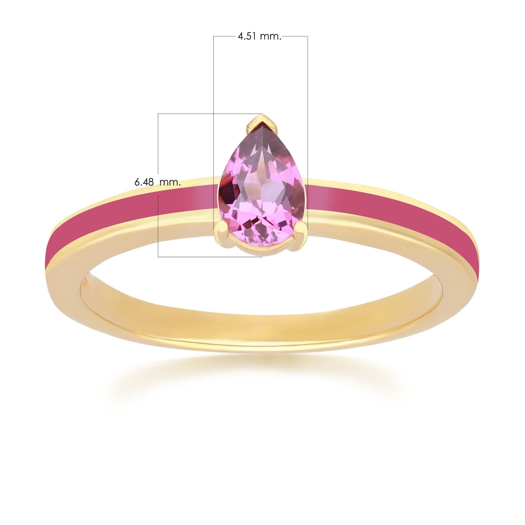 253R691701925 Siberian Waltz Pink Enamel & Rhodolite Ring in Gold Plated Silver Dimensions