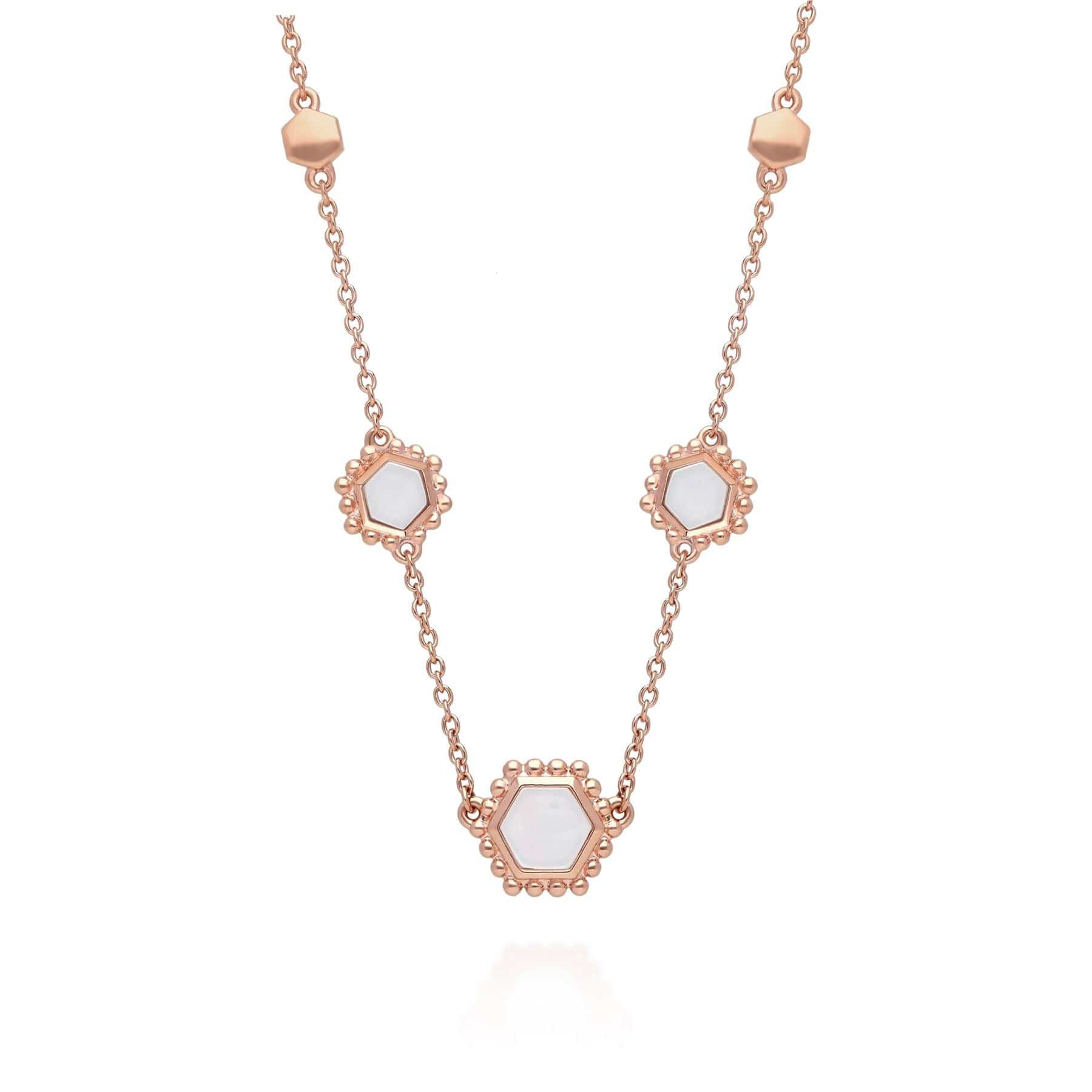 Mother of Pearl Necklace Rose Gold Plated Sterling Silver