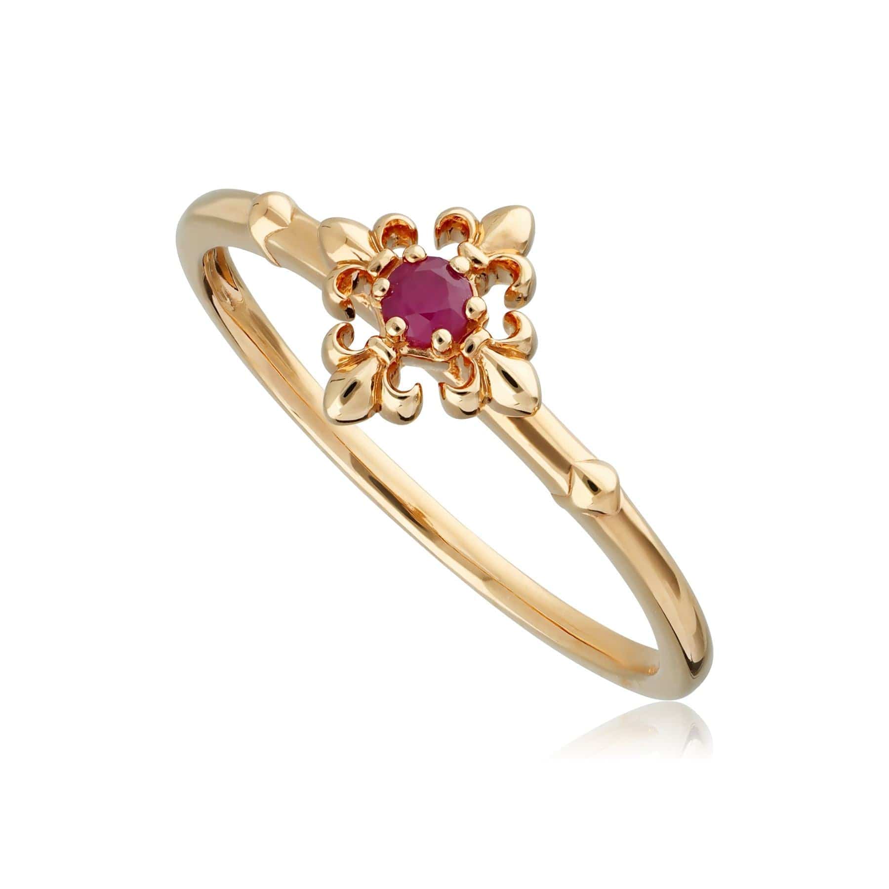 132R8286019 ECFEW™ Ruby Fleur De Lis Ring In 9ct Yellow Gold 1