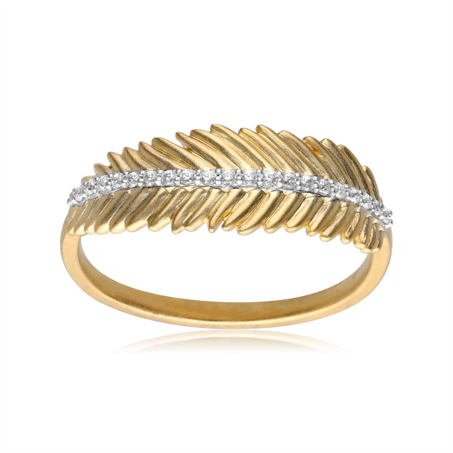 191R0922019 ECFEW™ 'The Unifier' Diamond Feather Ring In 9ct Yellow Gold 4