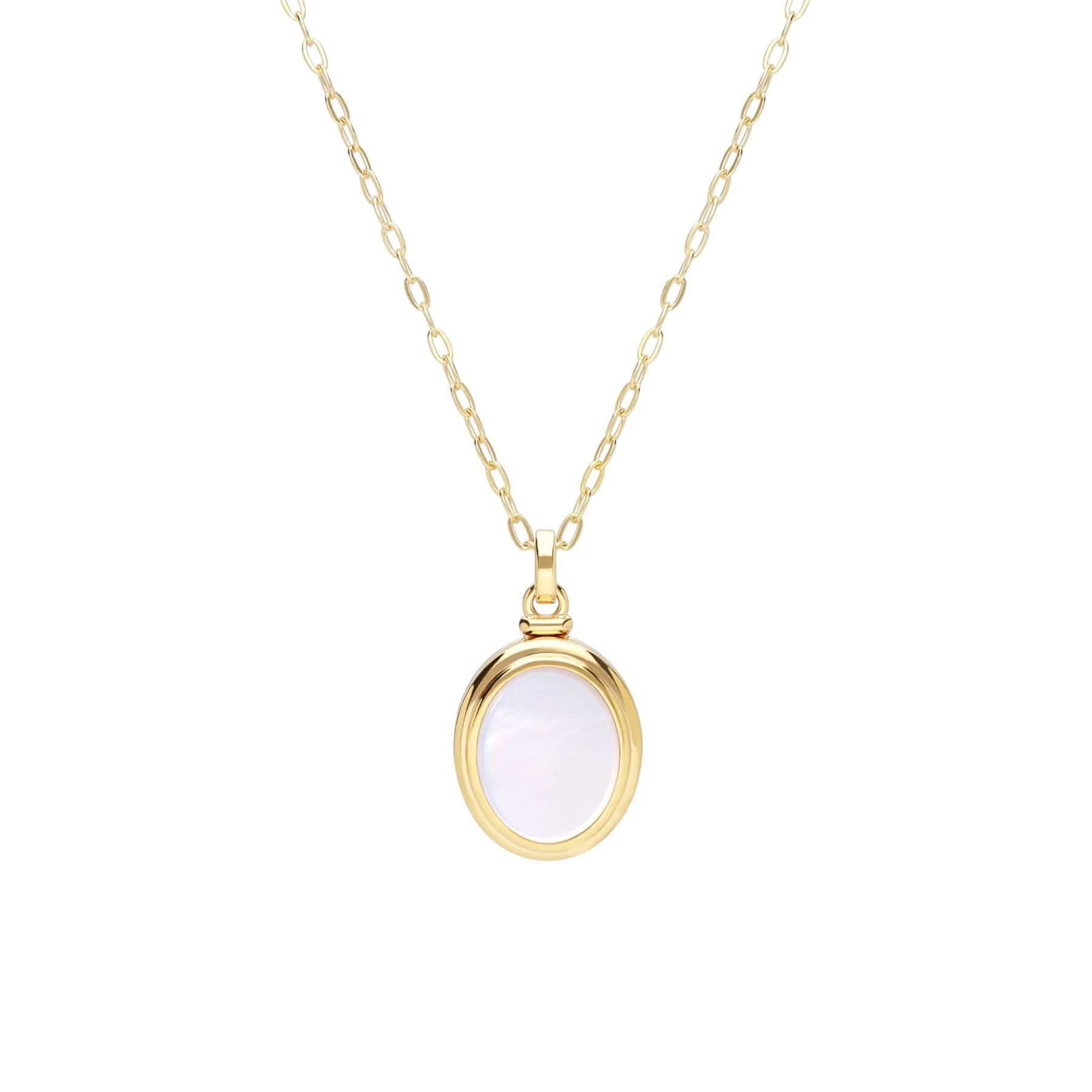 270N038301925 Bona Fide Mother of Pearl Oval Locket In Yellow Gold Plated Silver 1