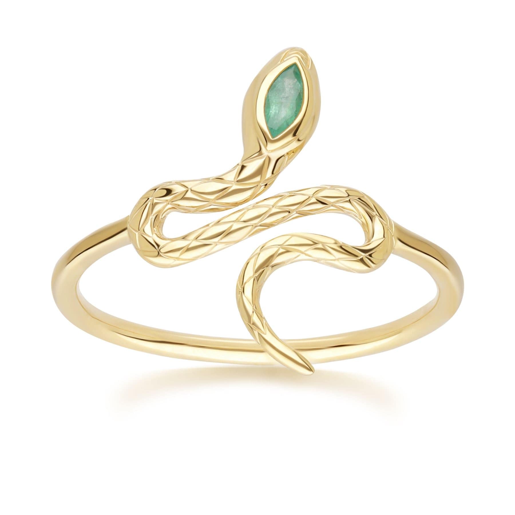ECFEW™ Emerald Winding Snake Ring in 9ct Yellow Gold - Gemondo