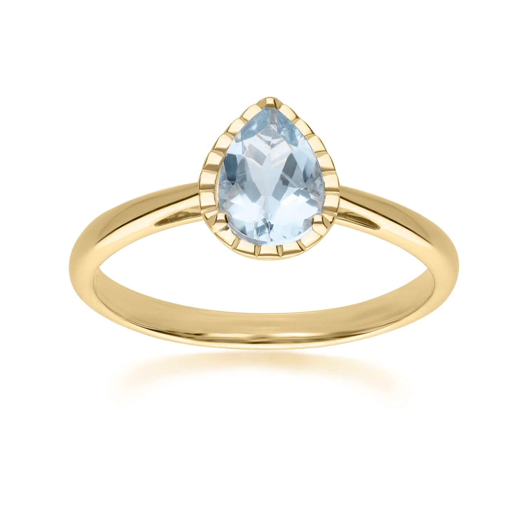 135R2045059 Classic Pear Aquamarine Ring in 9ct Yellow Gold 1