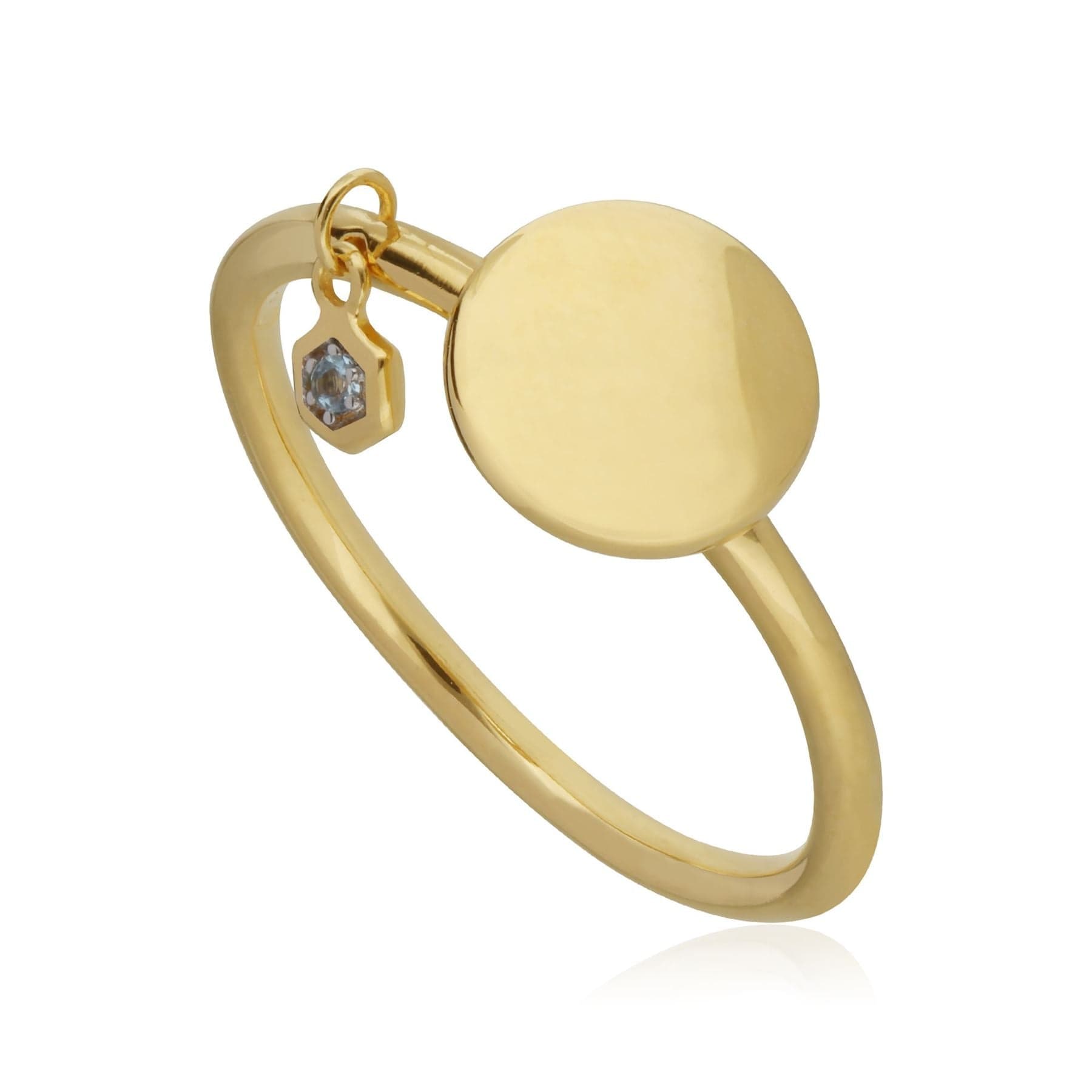 Topaz Engravable Ring in Yellow Gold Plated Sterling Silver - Gemondo