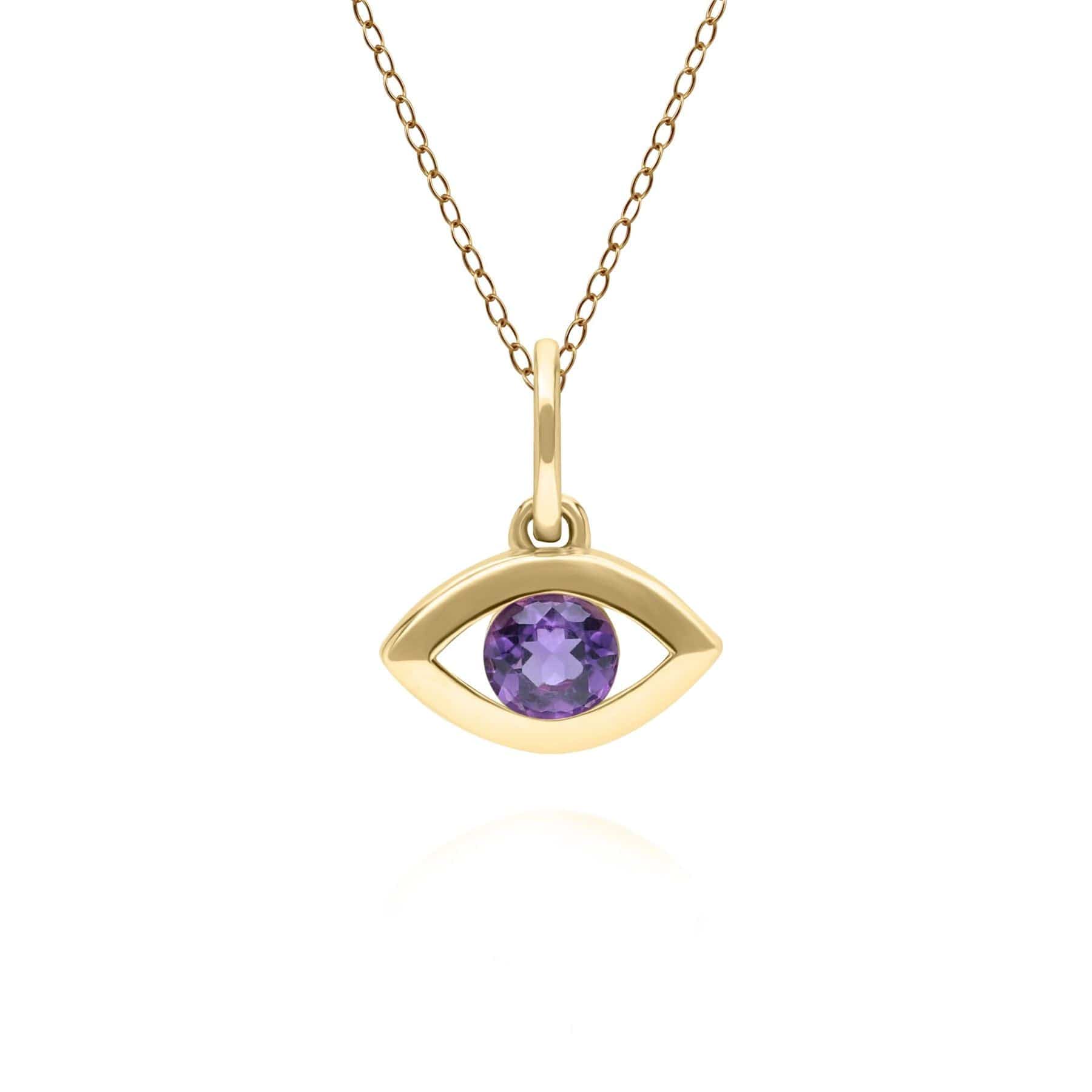 135P2102029 ECFEW™ Dainty Evil Eye Amethyst Pendant in 9ct Yellow Gold Front