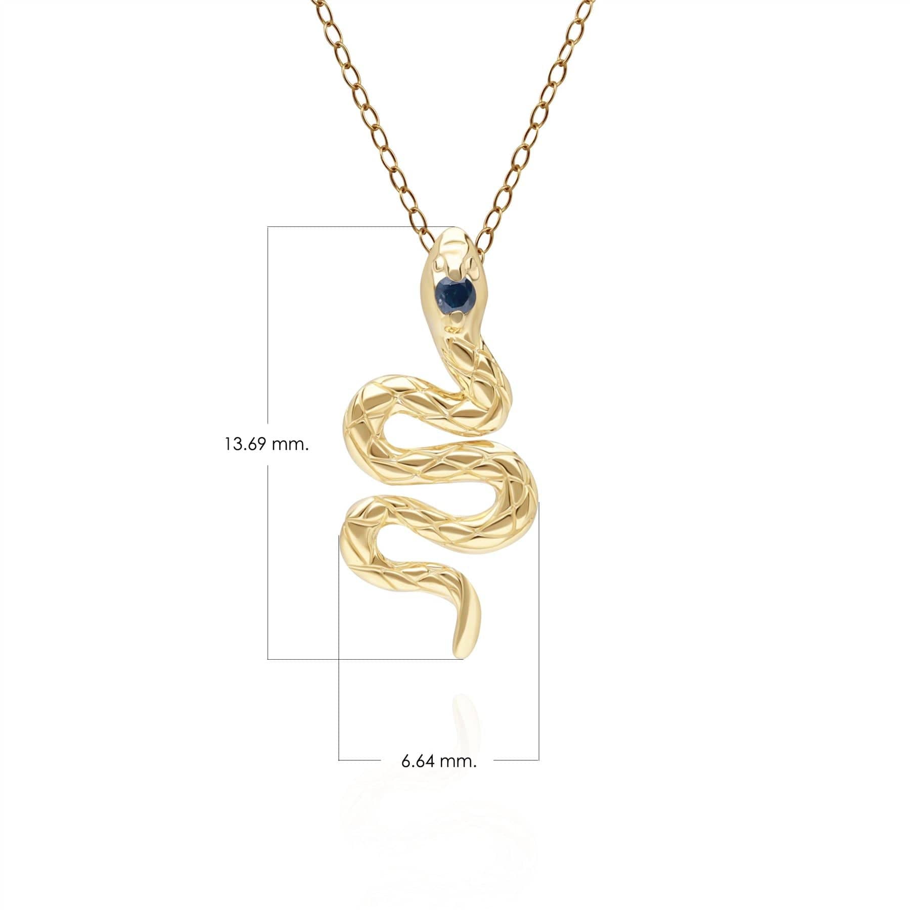 132P1845029 ECFEW™ Sapphire Snake Wrap Pendant in 9ct Yellow Gold Dimensions