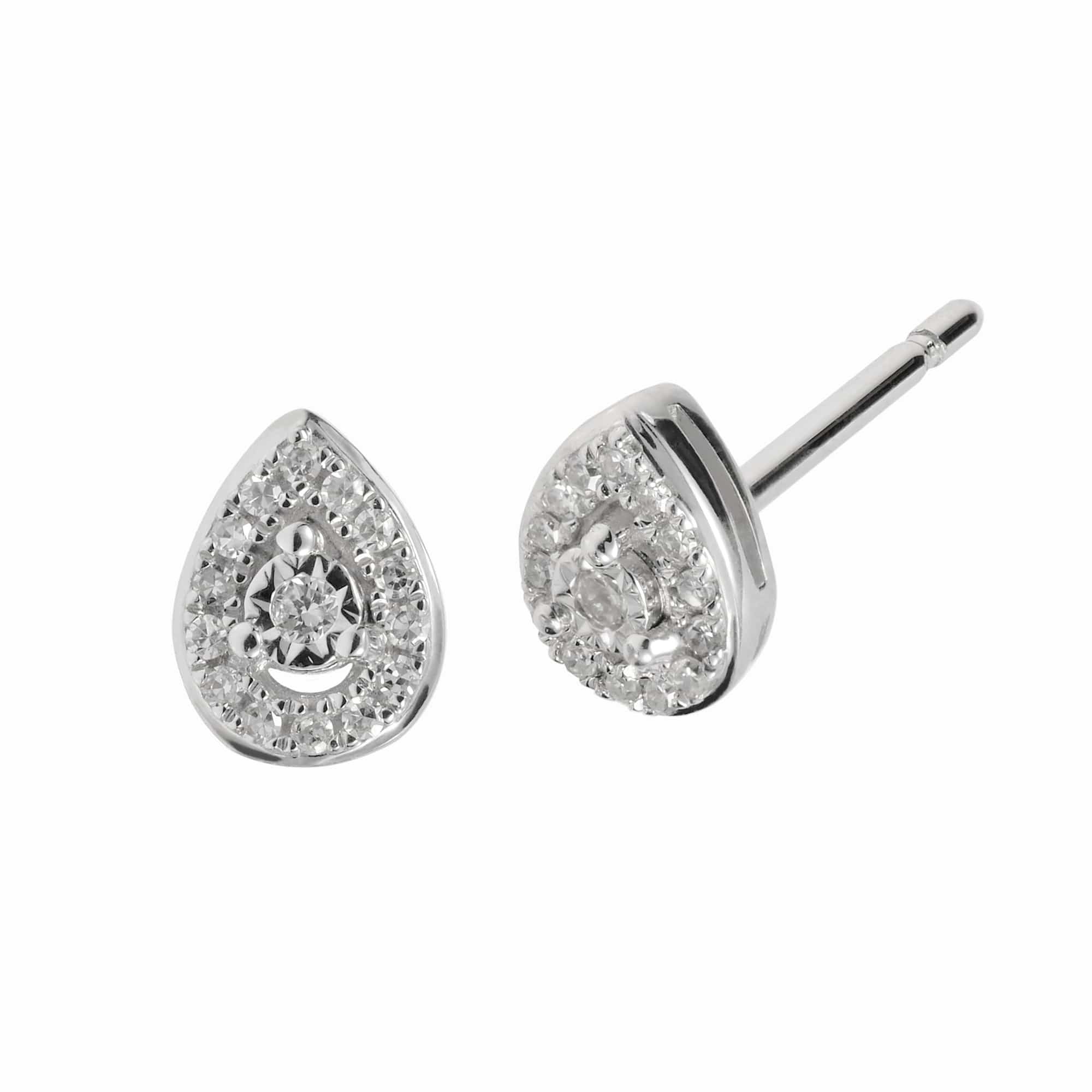 62192E007. Gemondo Women 9ct White Gold Pear Drop Diamond Stud Earrings 1